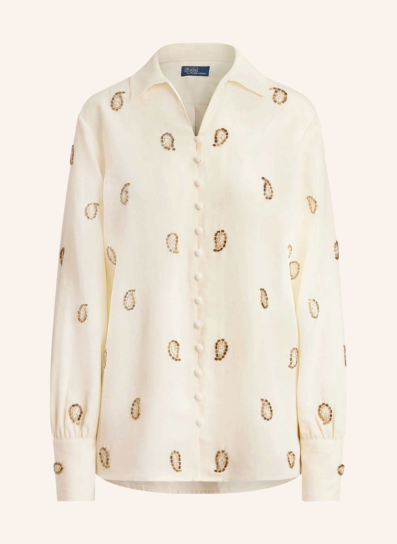 POLO RALPH LAUREN Blouse with decorative pearls: ECRU