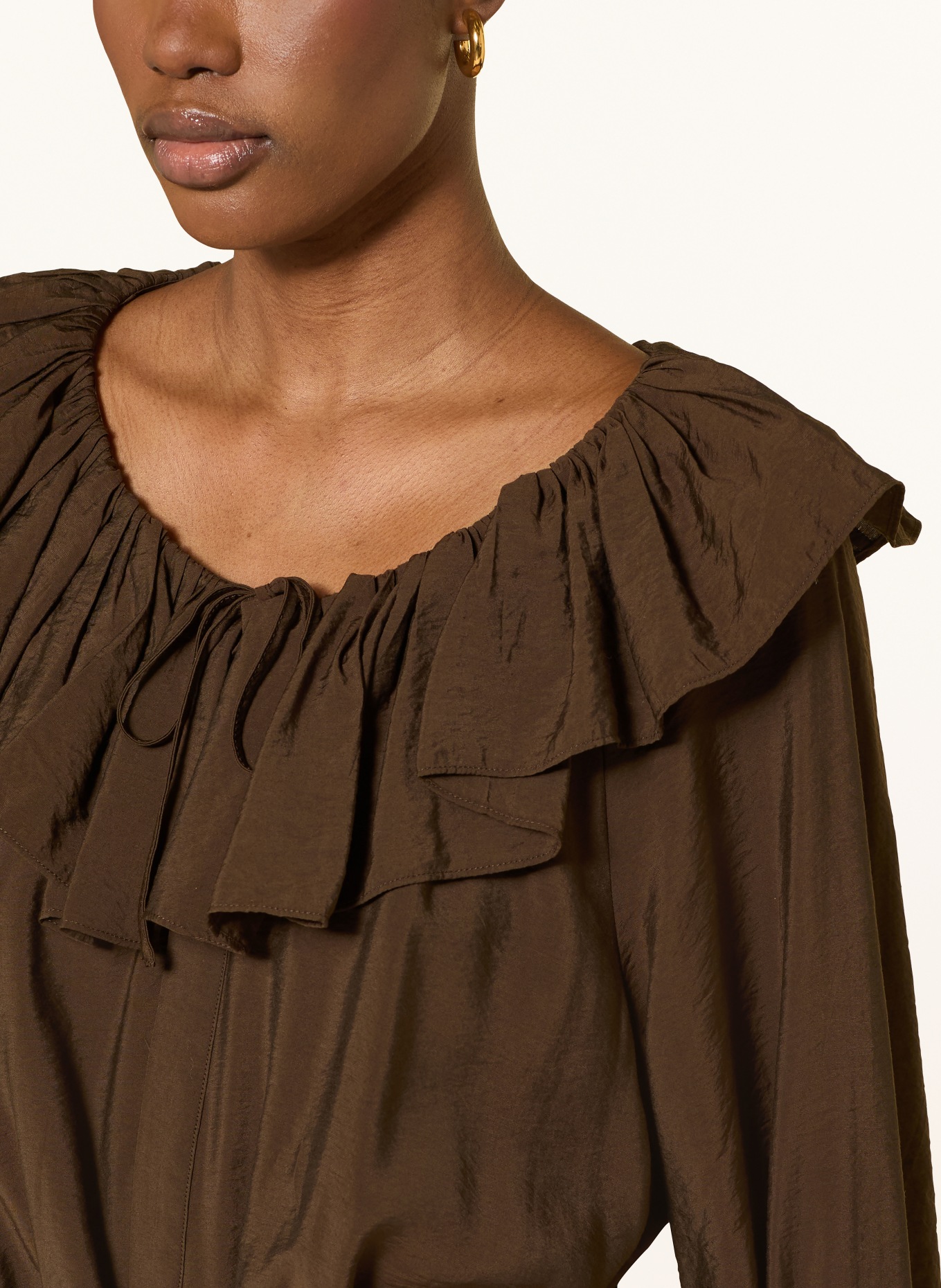 POLO RALPH LAUREN Kleid mit Volants: DUNKELBRAUN