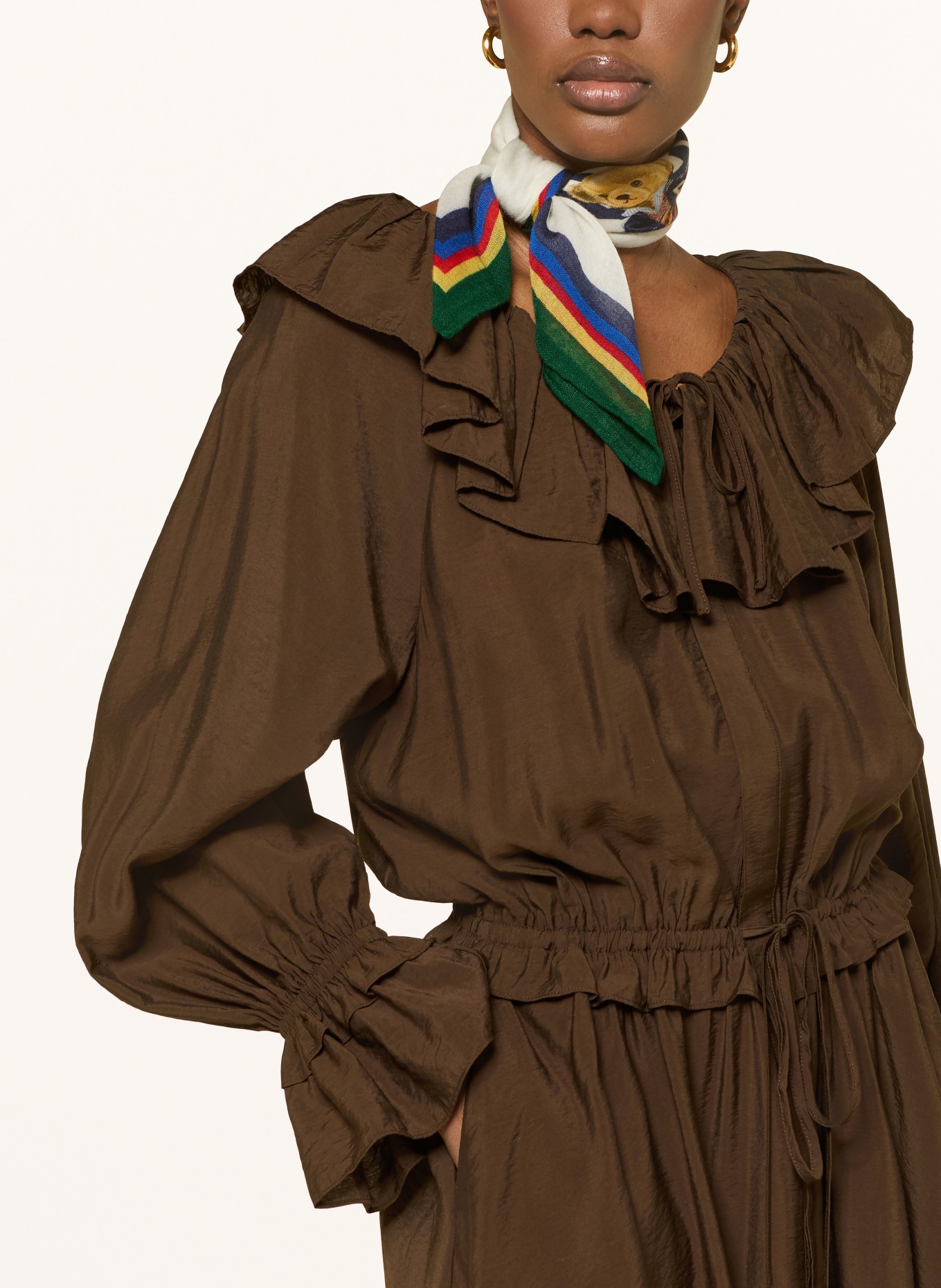 POLO RALPH LAUREN Kleid mit Volants: DUNKELBRAUN