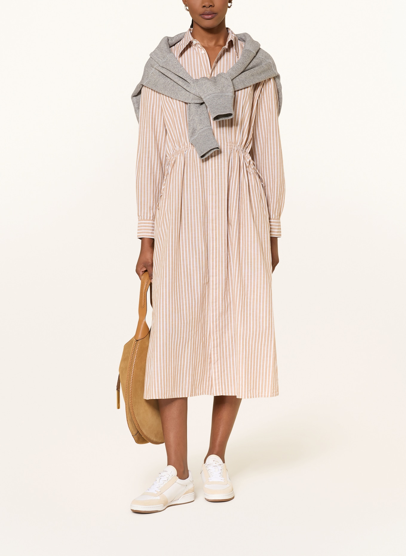 POLO RALPH LAUREN Hemdblusenkleid: BEIGE / WEISS