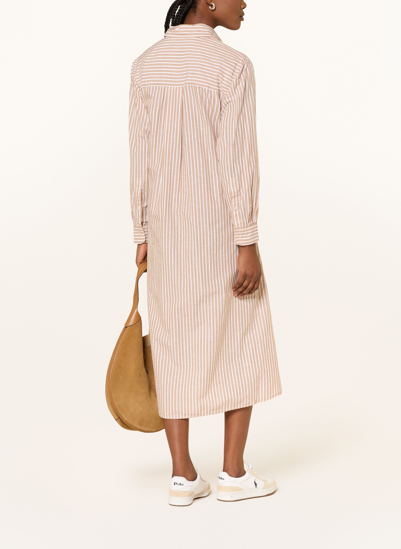 POLO RALPH LAUREN Hemdblusenkleid: BEIGE / WEISS