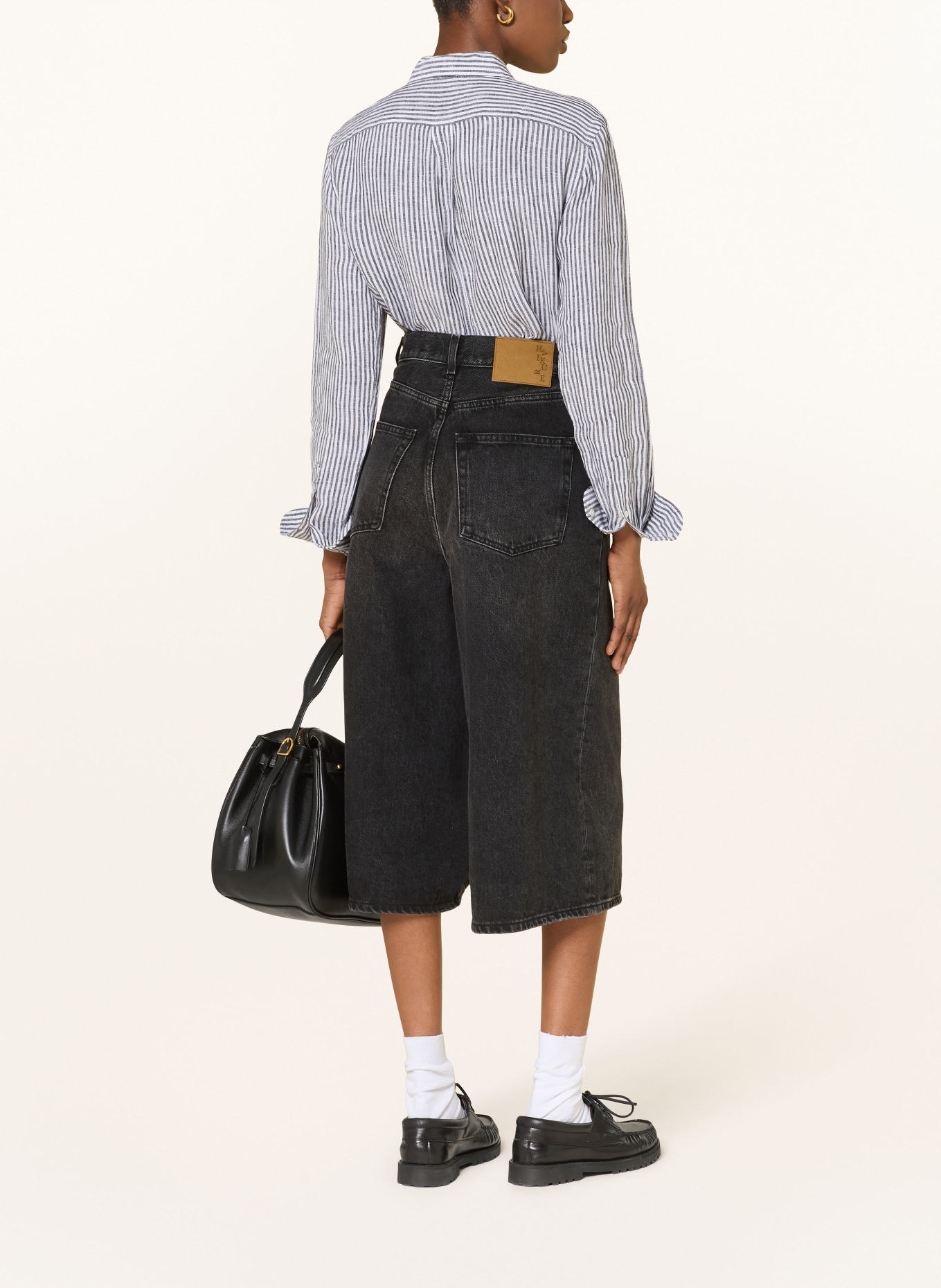 POLO RALPH LAUREN Lněná košile: TMAVĚ ŠEDÁ / BÍLÁ