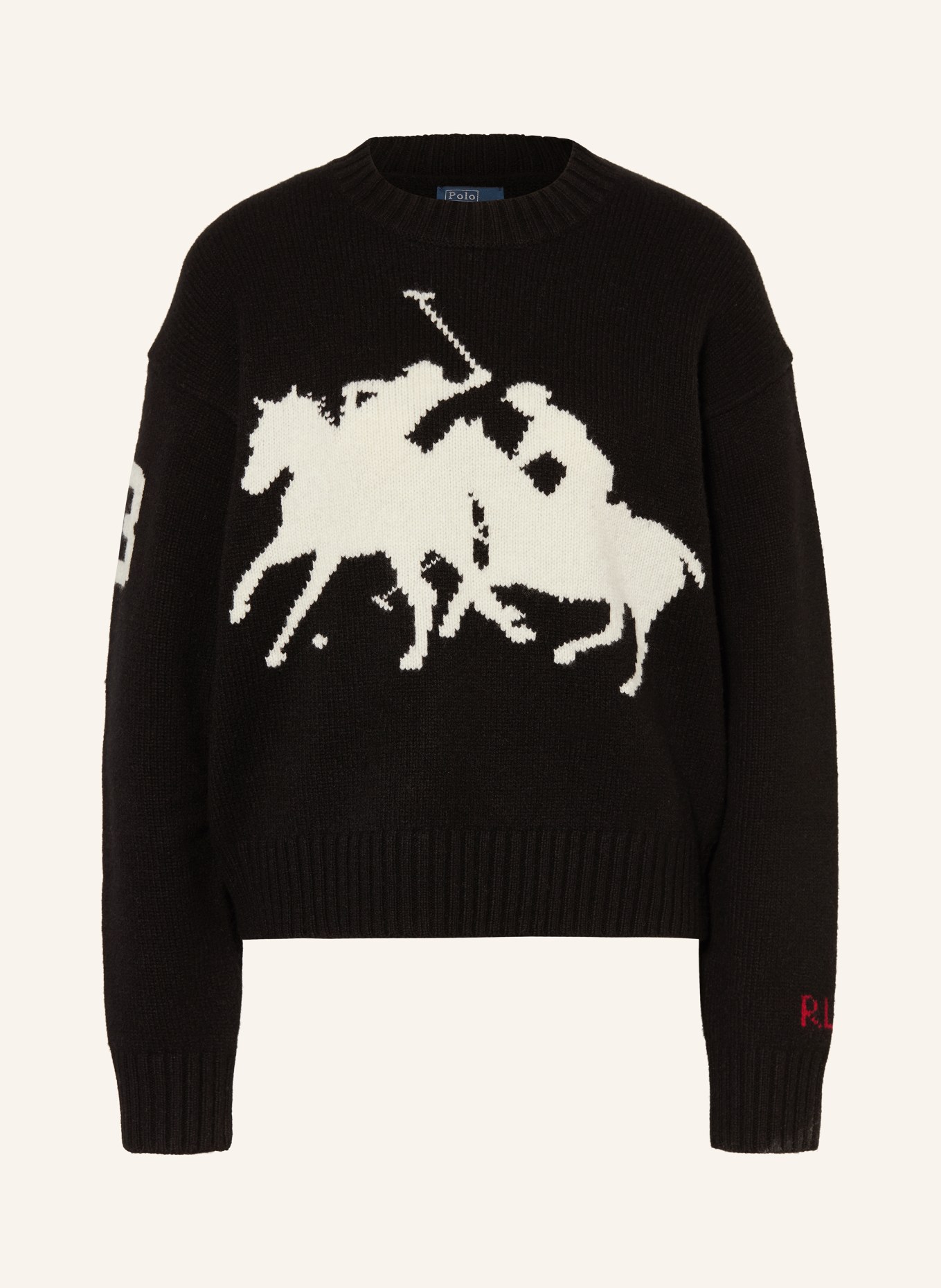 POLO RALPH LAUREN svetr: ČERNÁ / BÍLÁ