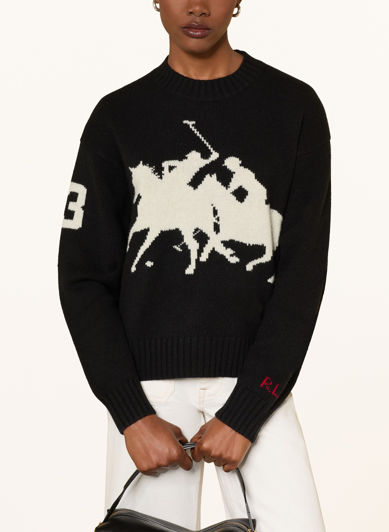 POLO RALPH LAUREN svetr: ČERNÁ / BÍLÁ