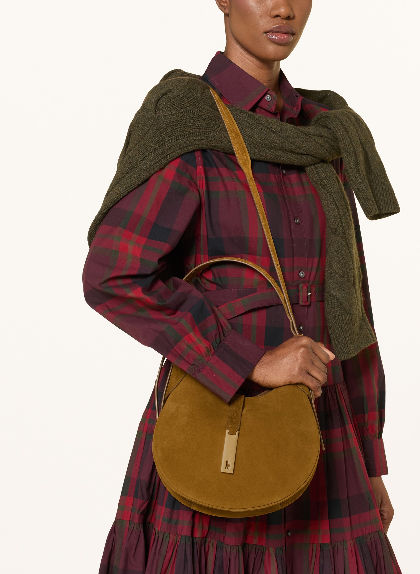 POLO RALPH LAUREN schoudertas: OLIJF / GOUD