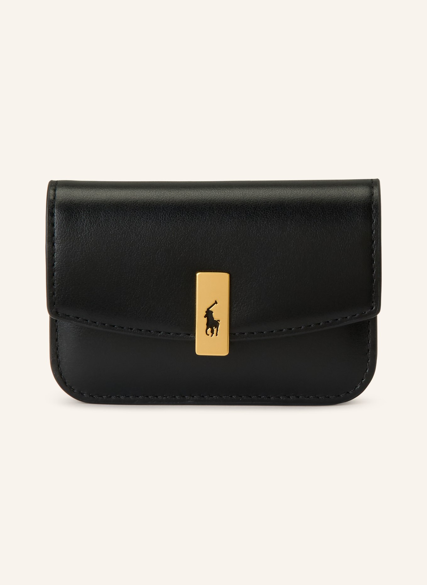 POLO RALPH LAUREN pouzdro na karty: ČERNÁ / ZLATÁ