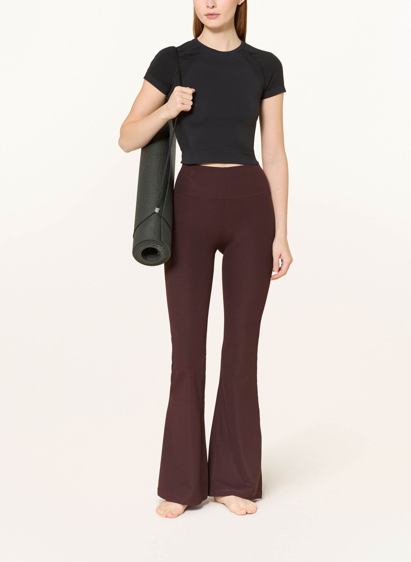 Sweaty Betty Punčocháče GLOW FLEY: TMAVĚ HNĚDÁ