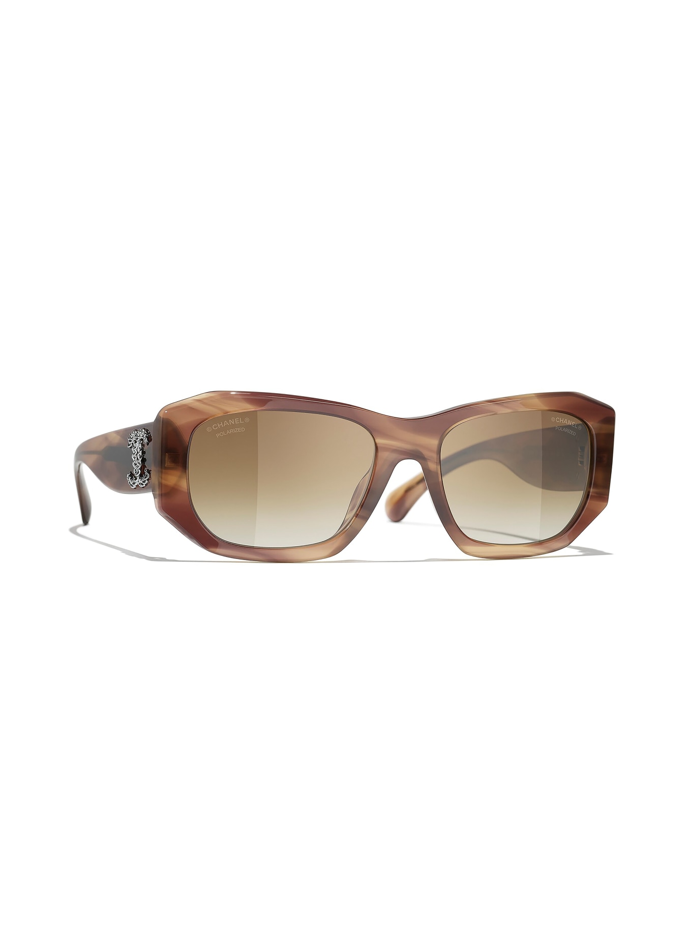 CHANEL Rechteckige Sonnenbrille: CH5554 - HAVANA/ BRAUN VERLAUF