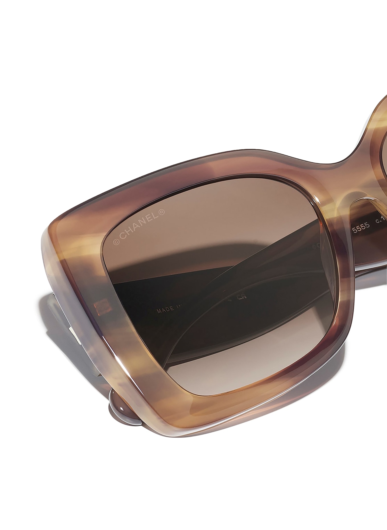 CHANEL Vierkante zonnebril: HAVANA/ BRUIN VERLOOP