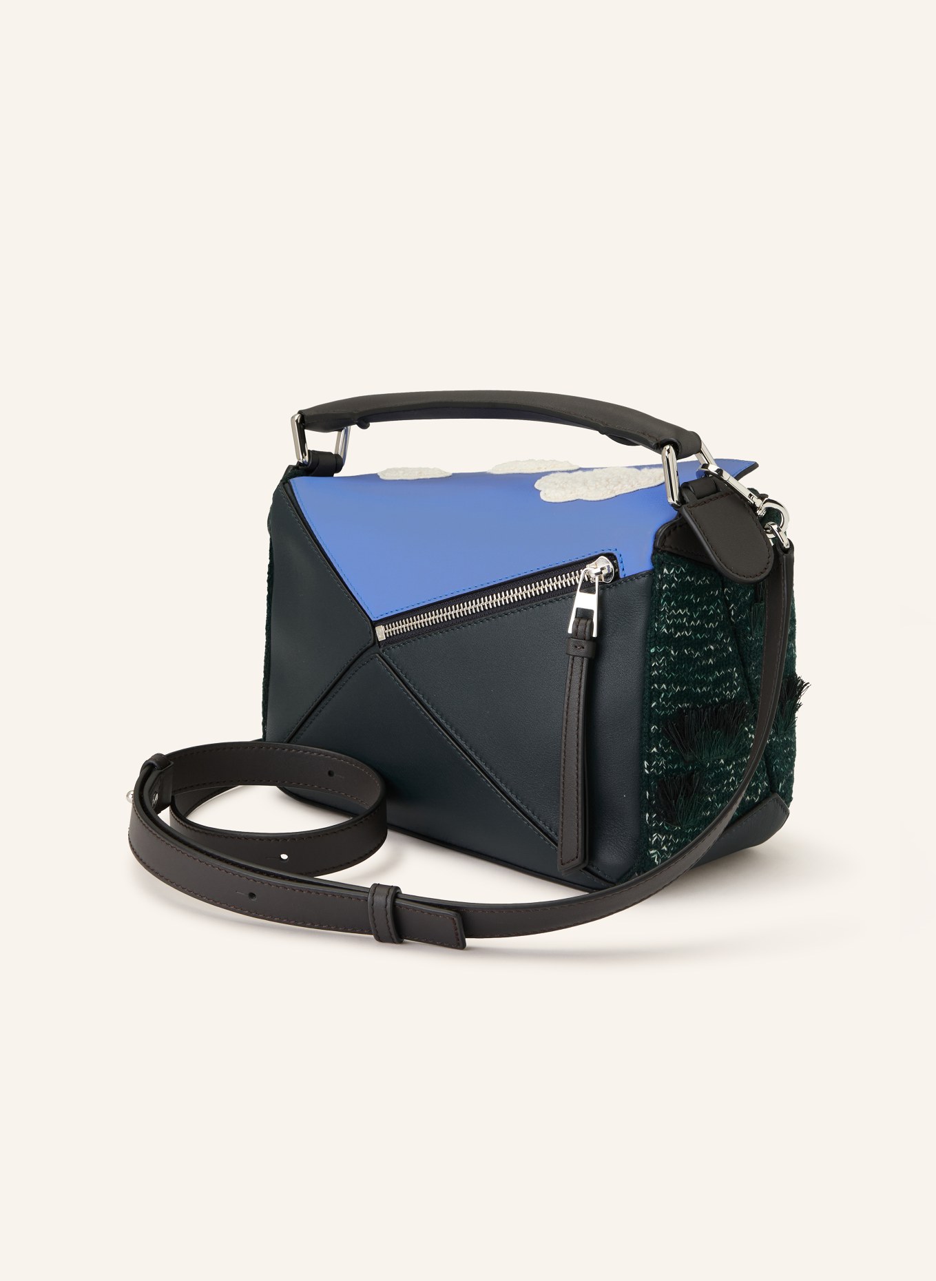LOEWE Handtasche PUZZLE: DUNKELGRÜN / HELLBLAU / SCHWARZ