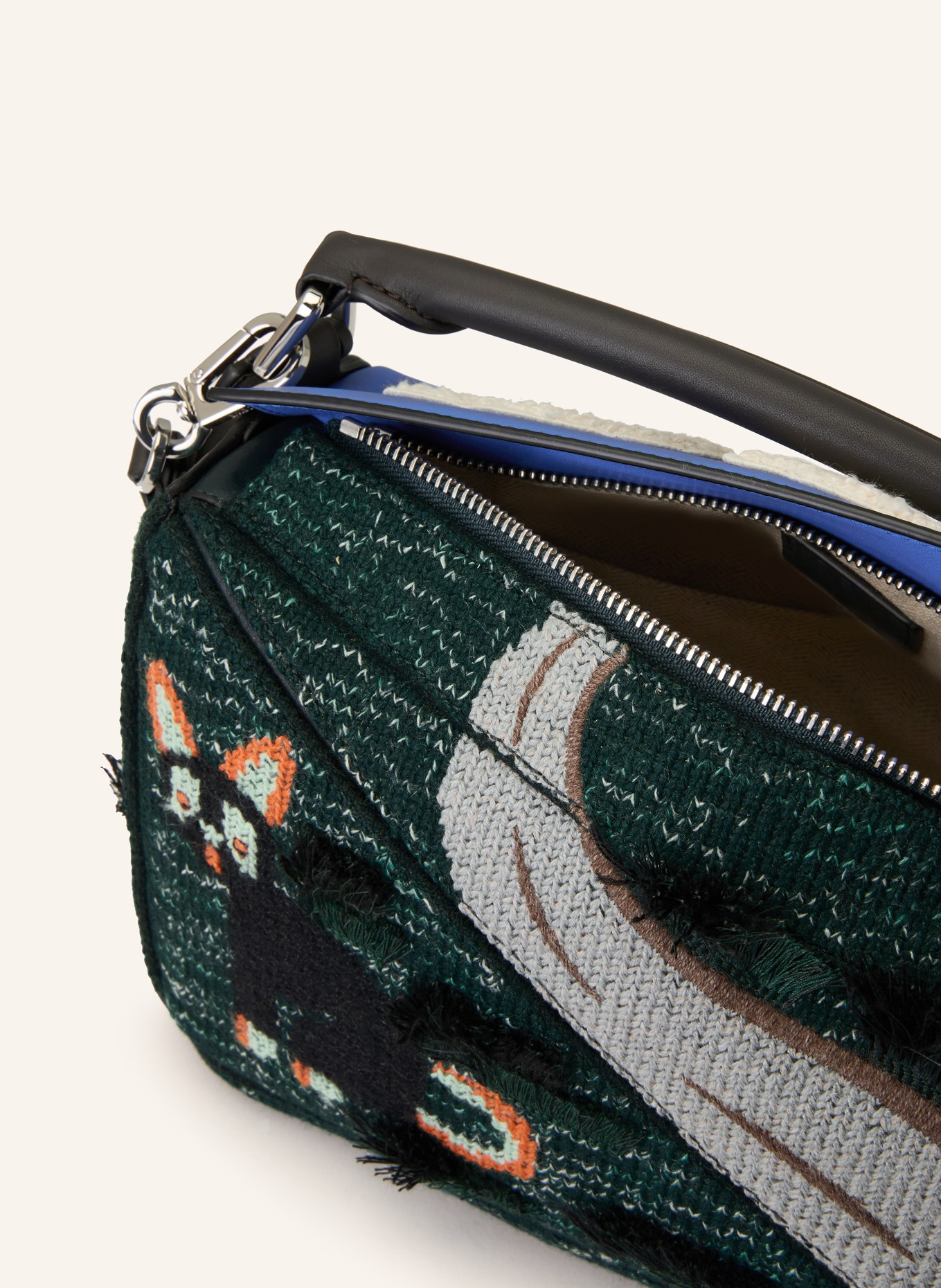 LOEWE Handtasche PUZZLE: DUNKELGRÜN / HELLBLAU / SCHWARZ