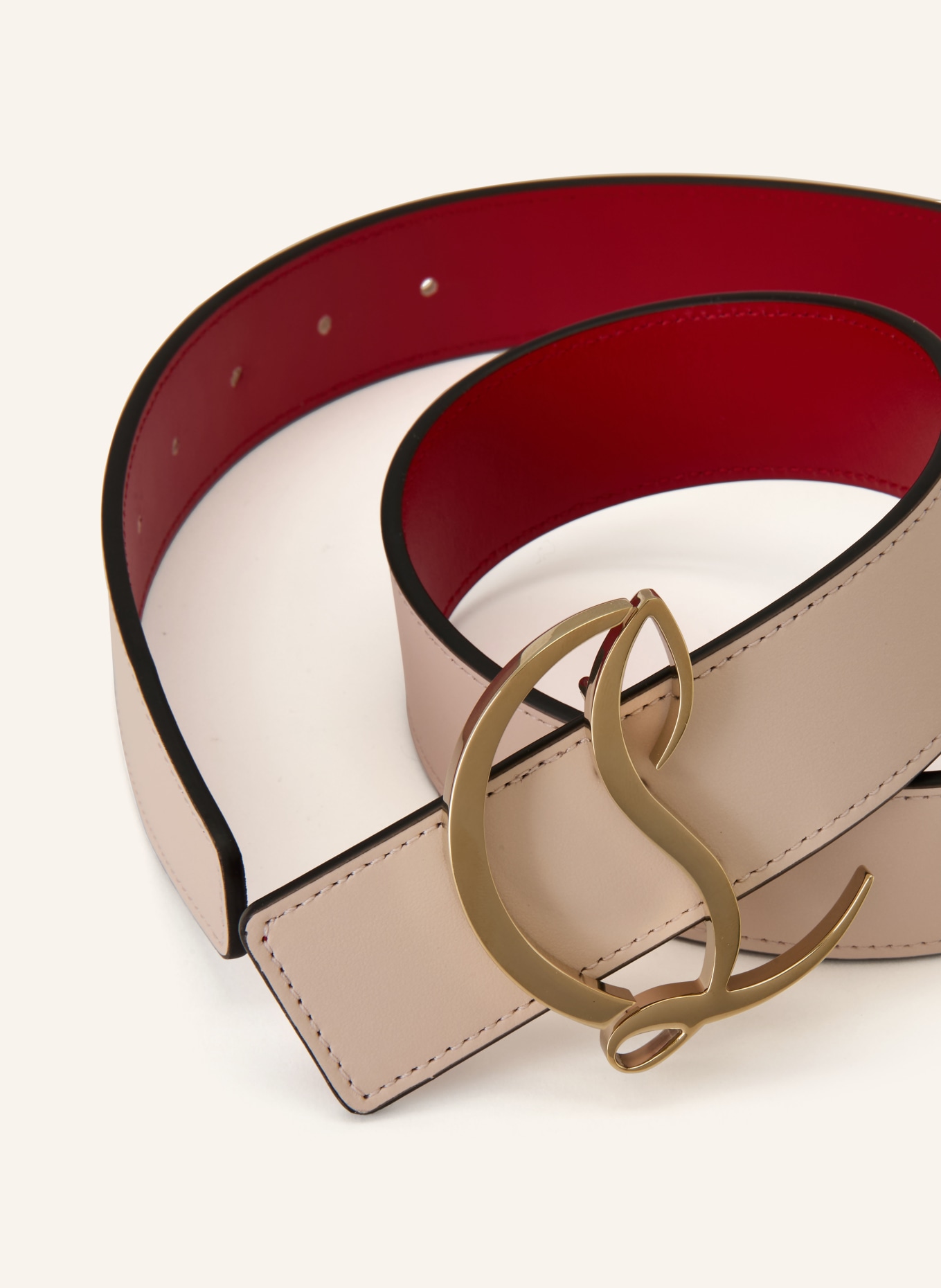 Christian Louboutin Leather belt CL LOGO: CREAM