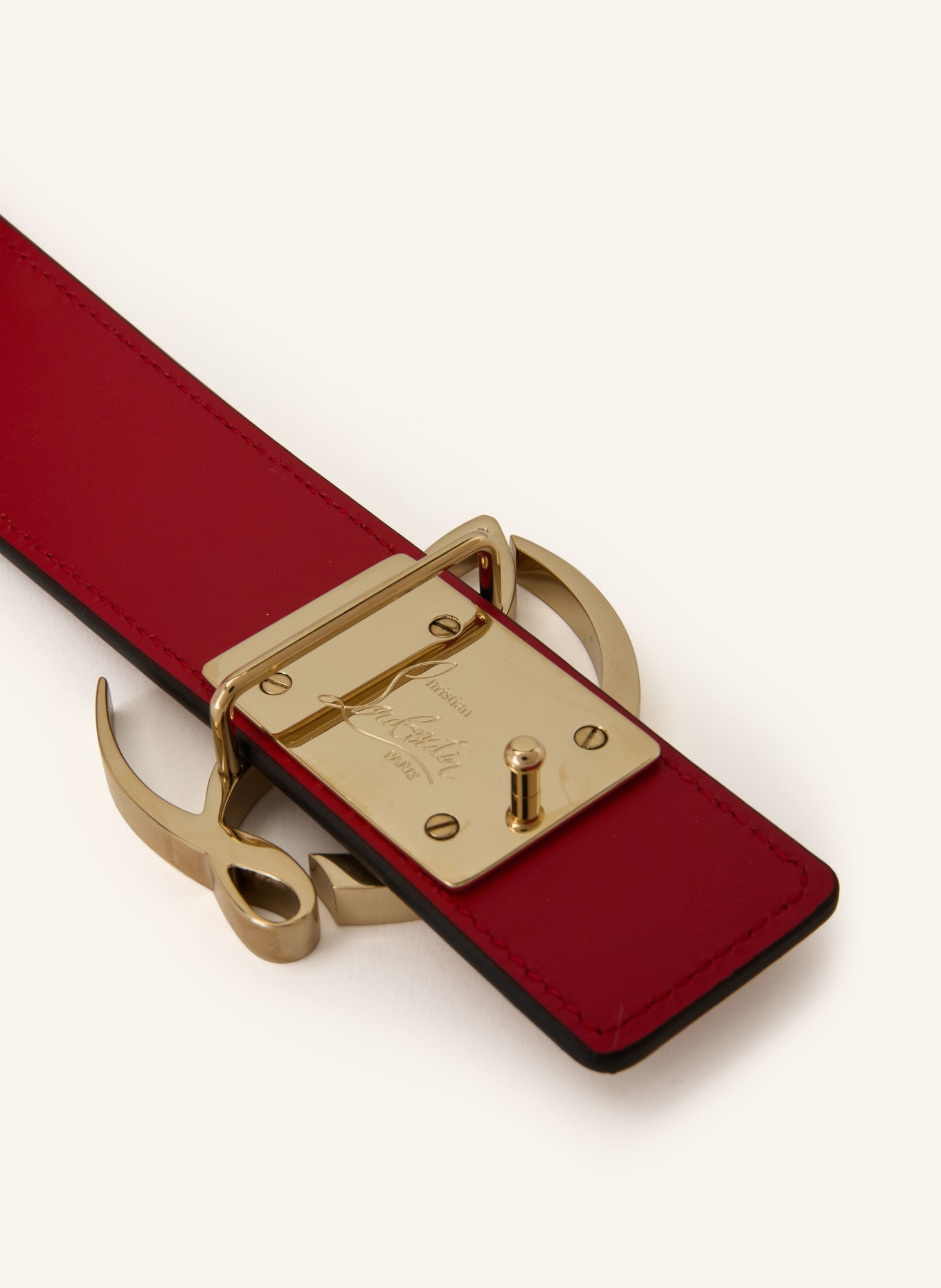 Christian Louboutin Leather belt CL LOGO: CREAM