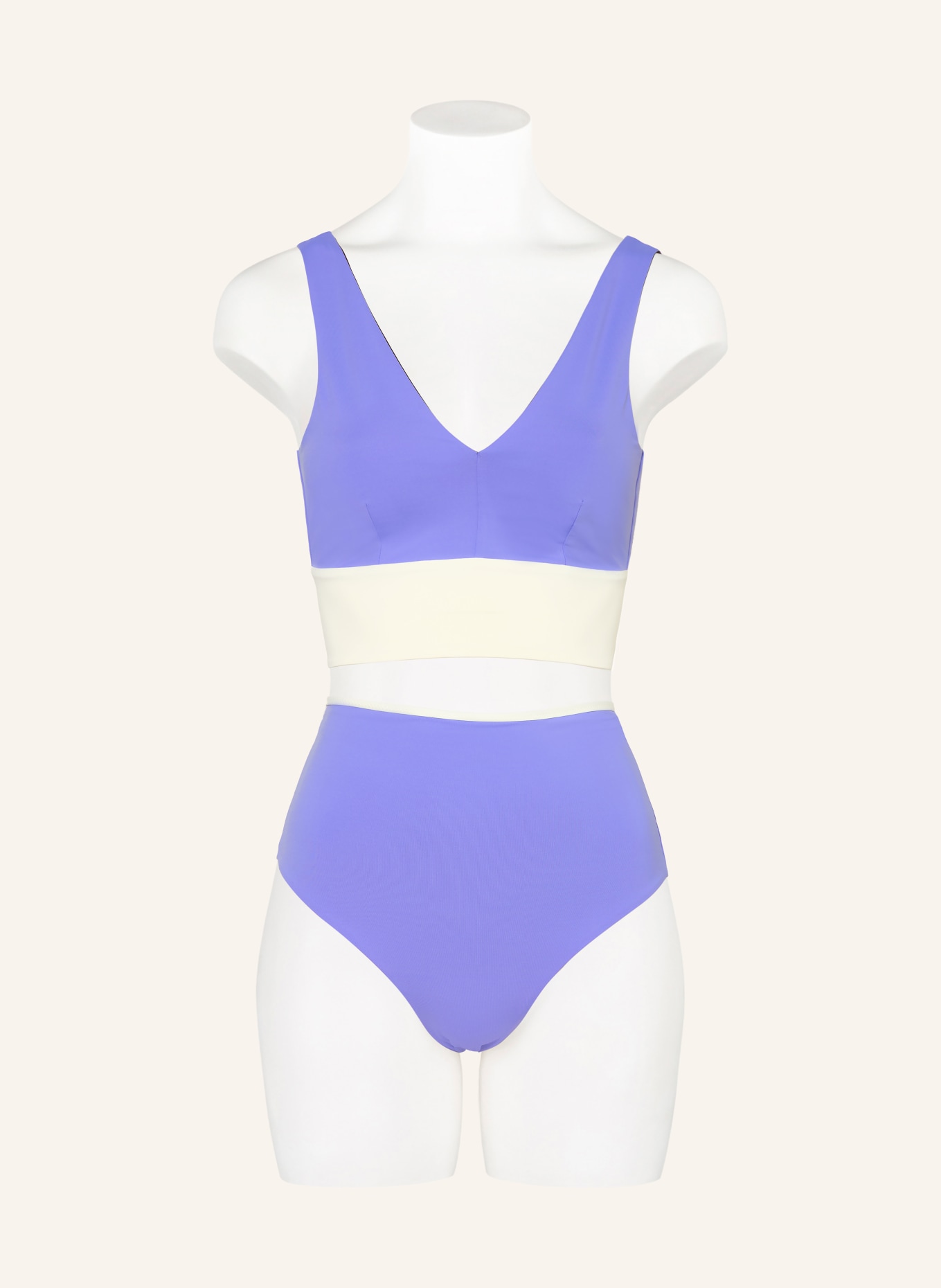 MYMARINI Bralette bikini top YOGATOP reversible with UV protection 50+: LIGHT PURPLE / DARK BROWN / CREAM