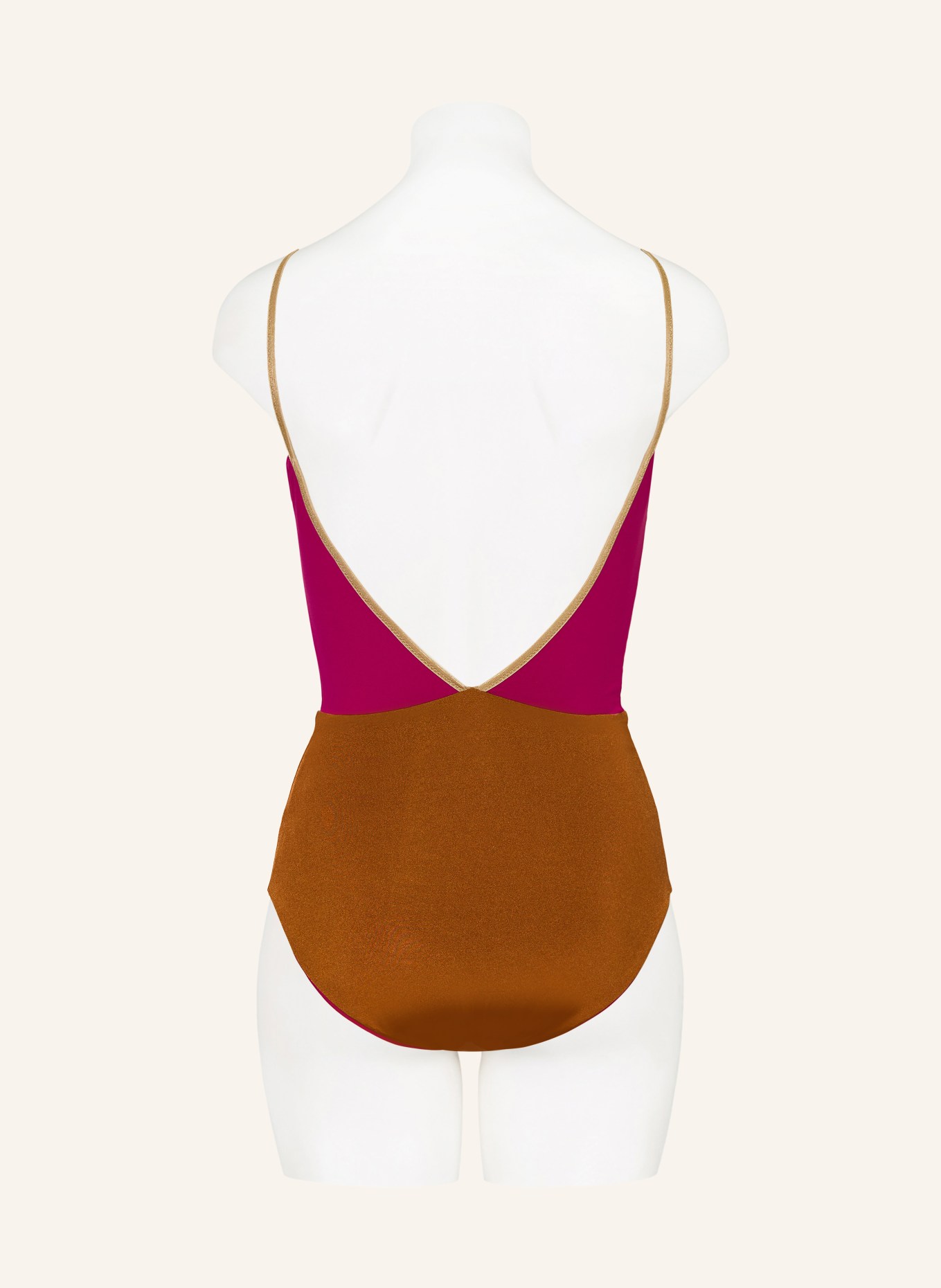 MYMARINI Badeanzug SHINE zum Wenden mit UV-Schutz 50+: FUCHSIA / GOLD / BRAUN