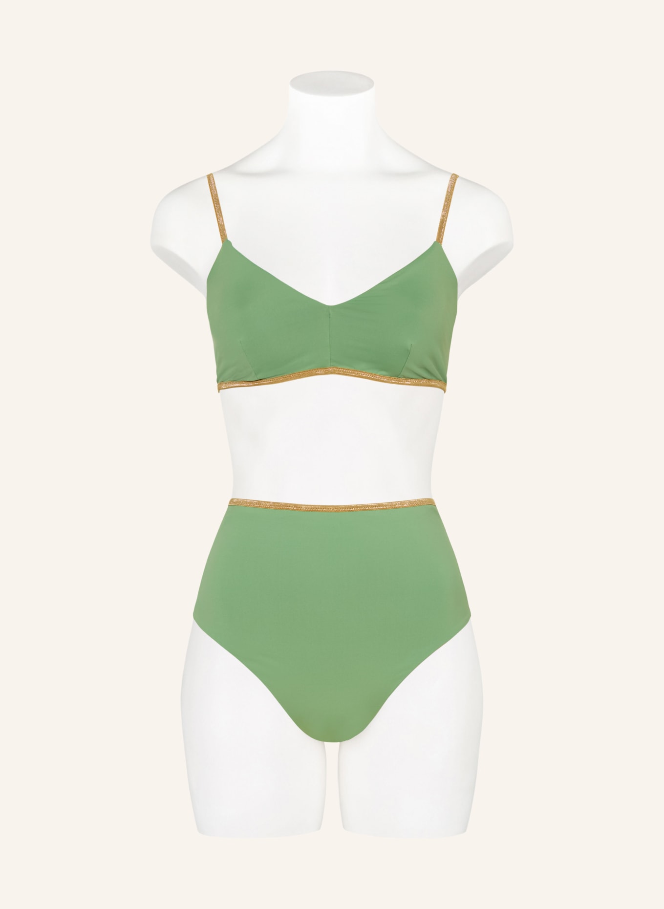 MYMARINI Bralette-Bikini-Top CLASSIC SHINE zum Wenden mit UV-Schutz 50+: TÜRKIS / GOLD / HELLGRÜN