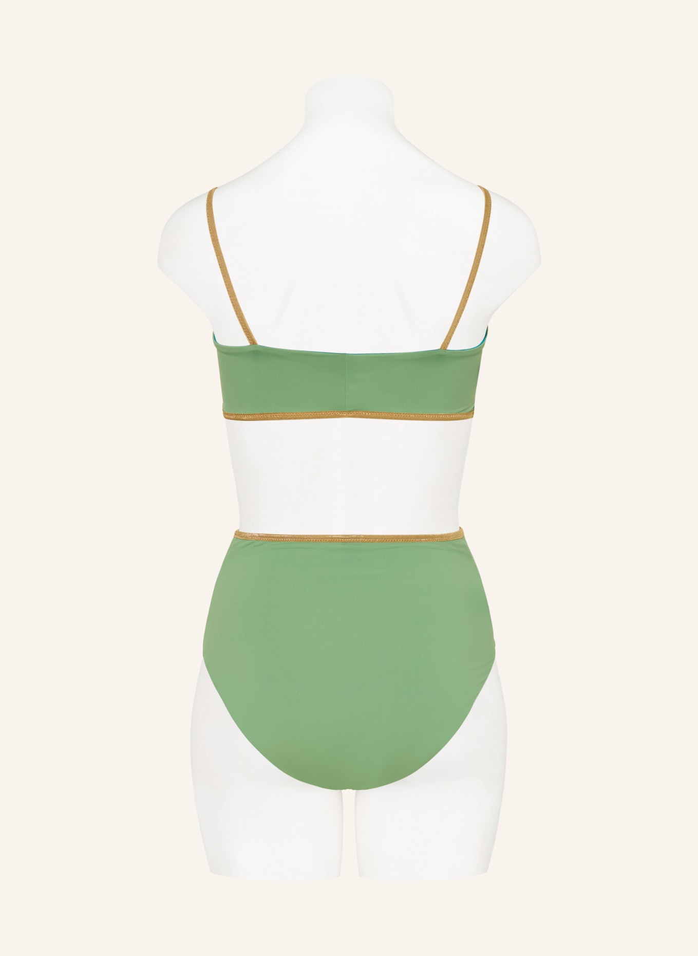 MYMARINI Bralette-Bikini-Top CLASSIC SHINE zum Wenden mit UV-Schutz 50+: TÜRKIS / GOLD / HELLGRÜN