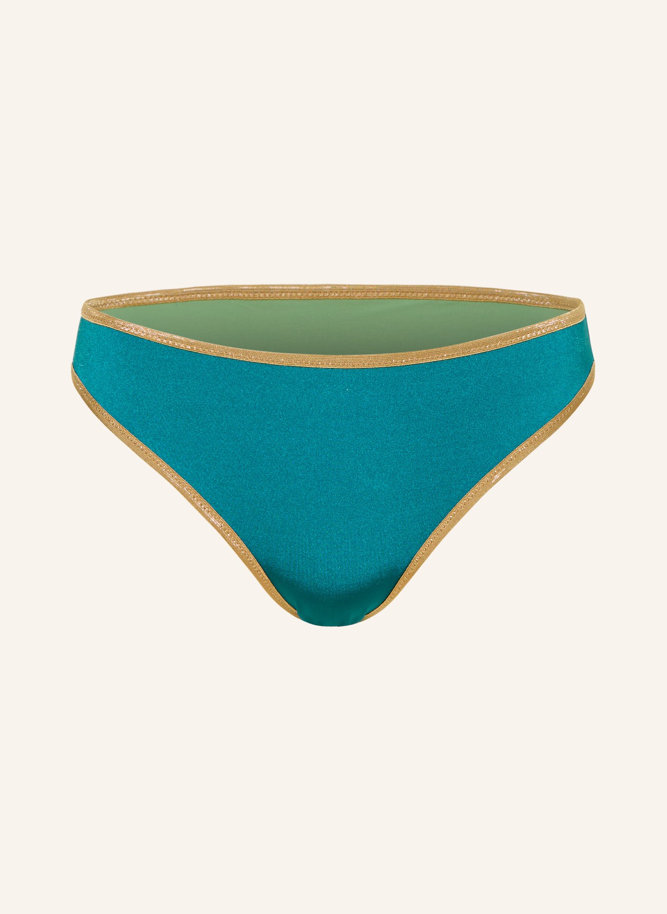 MYMARINI Dół od bikini basic SHINE, model dwustronny z ochroną UV 50+: PETROL / ZŁOTY / JASNOZIELONY