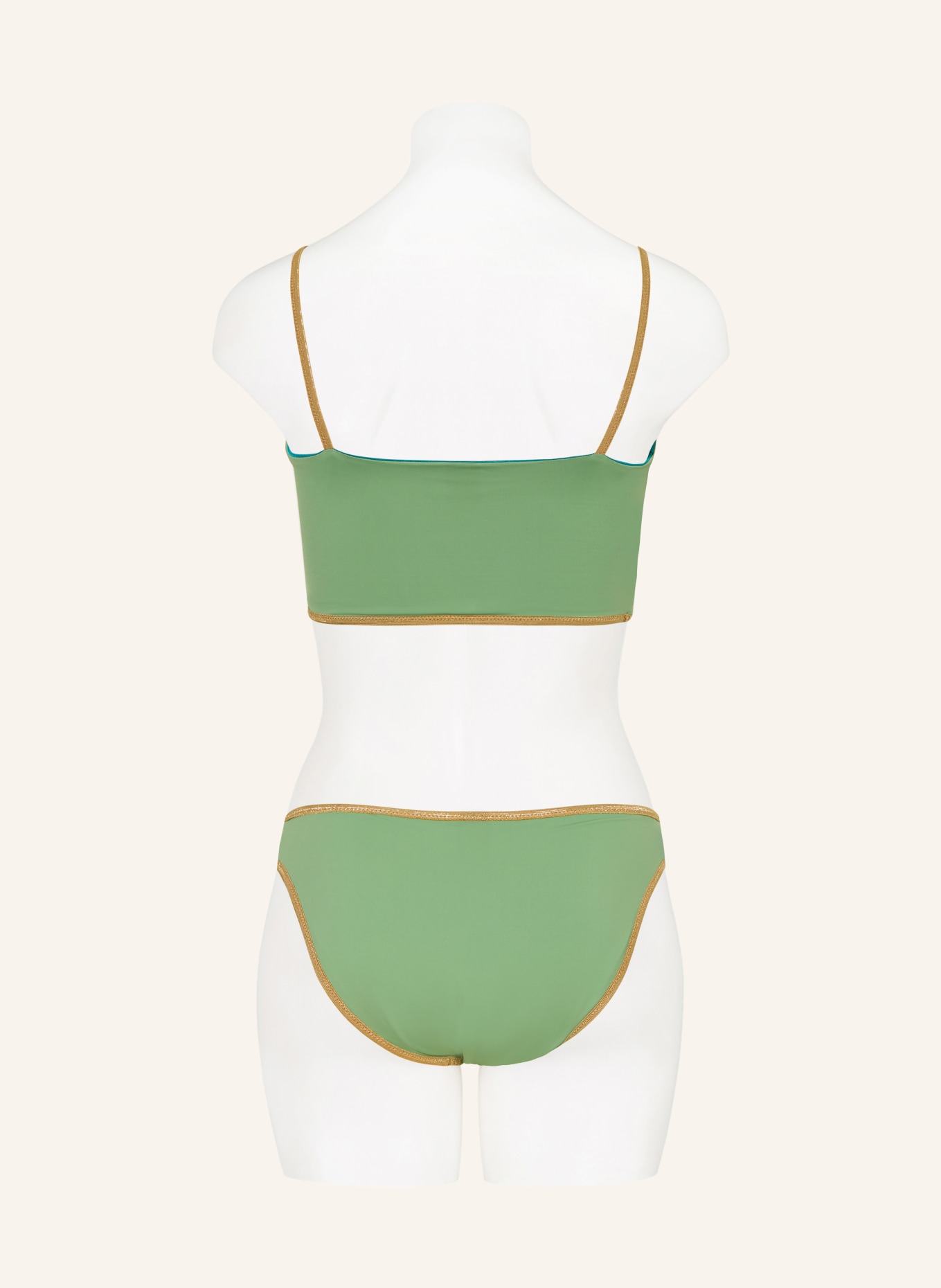 MYMARINI Dół od bikini basic SHINE, model dwustronny z ochroną UV 50+: PETROL / ZŁOTY / JASNOZIELONY