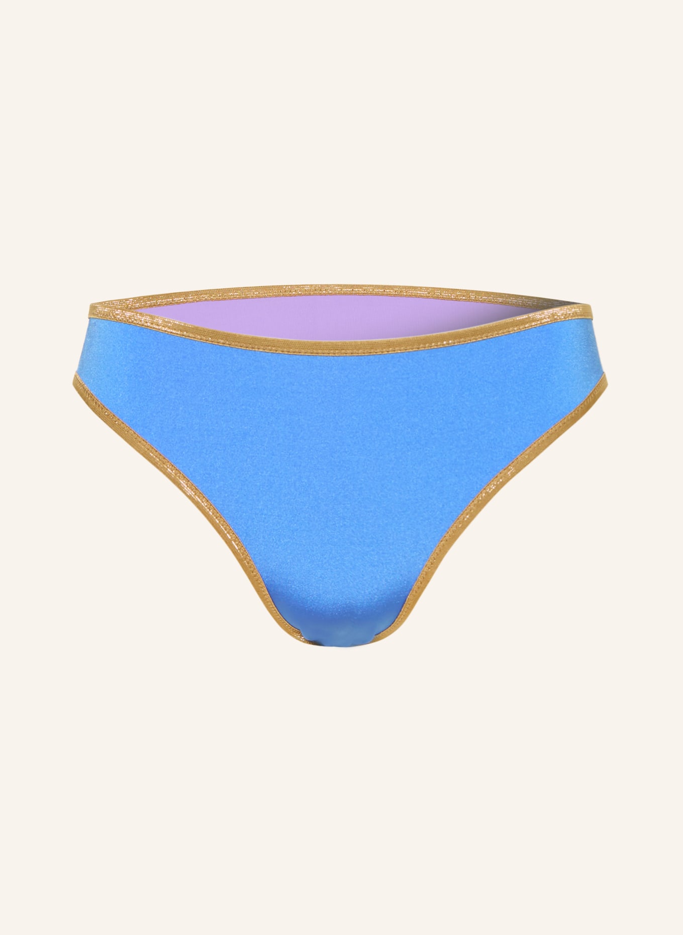 MYMARINI Dół od bikini basic SHINE, model dwustronny z ochroną UV 50+: JASNONIEBIESKI / ZŁOTY / JASNOFIOLETOWY