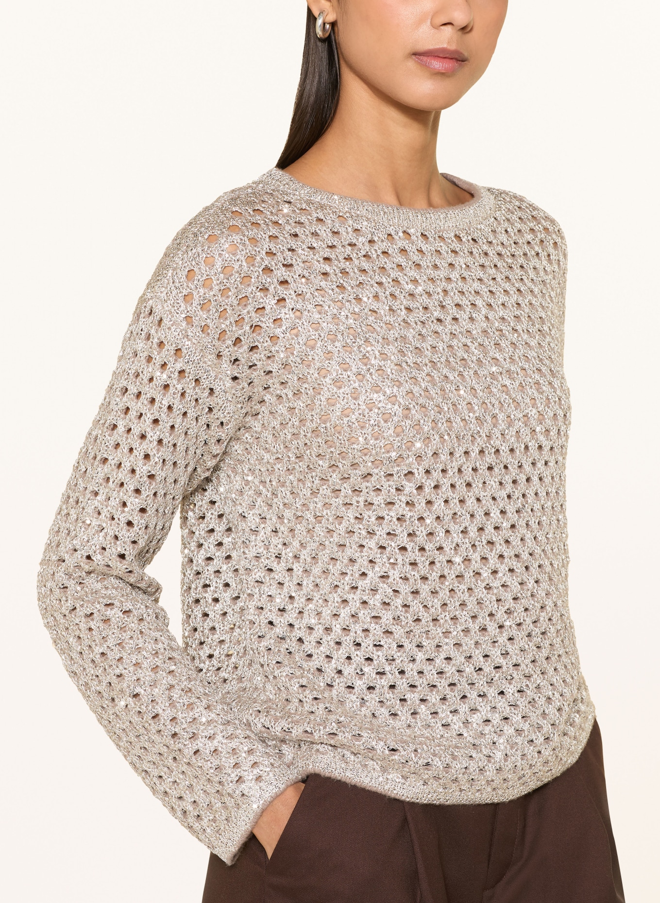 Betty Barclay Pullover mit Glitzergarn: TAUPE / SILBER
