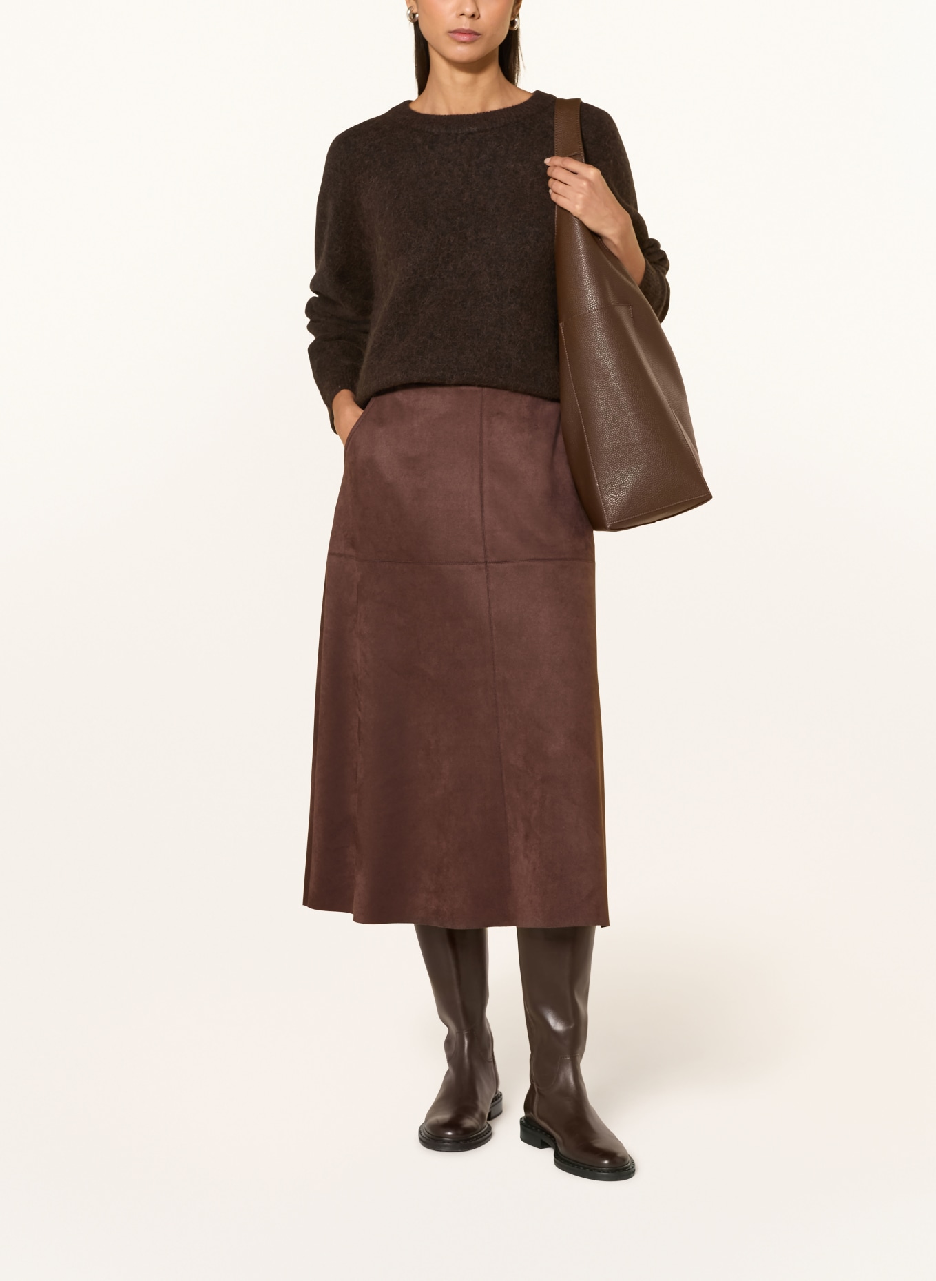 Betty Barclay Leather-look skirt: BROWN