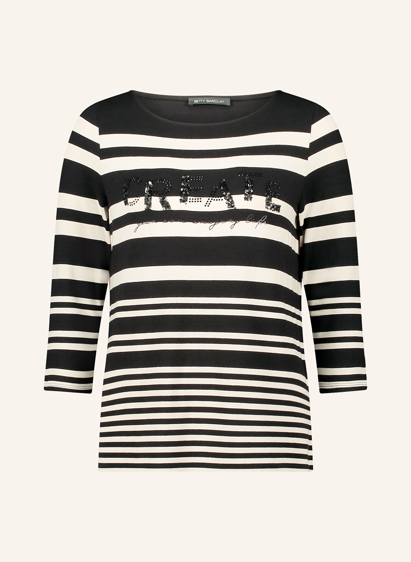 Betty Barclay Shirt with 3/4 sleeves and sequins: BLACK / BEIGE