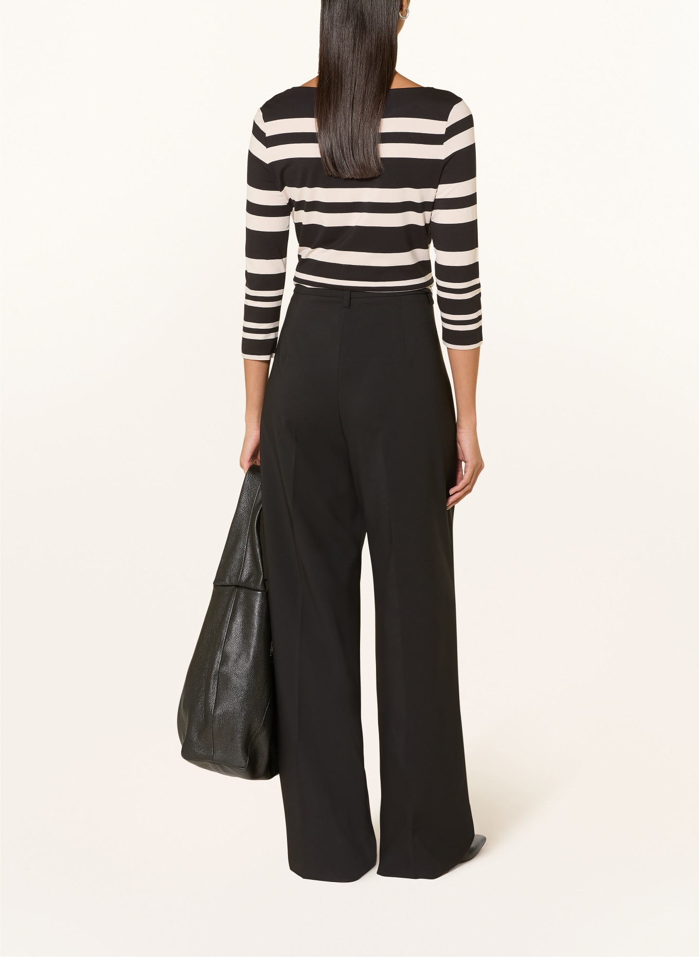 Betty Barclay Shirt with 3/4 sleeves and sequins: BLACK / BEIGE