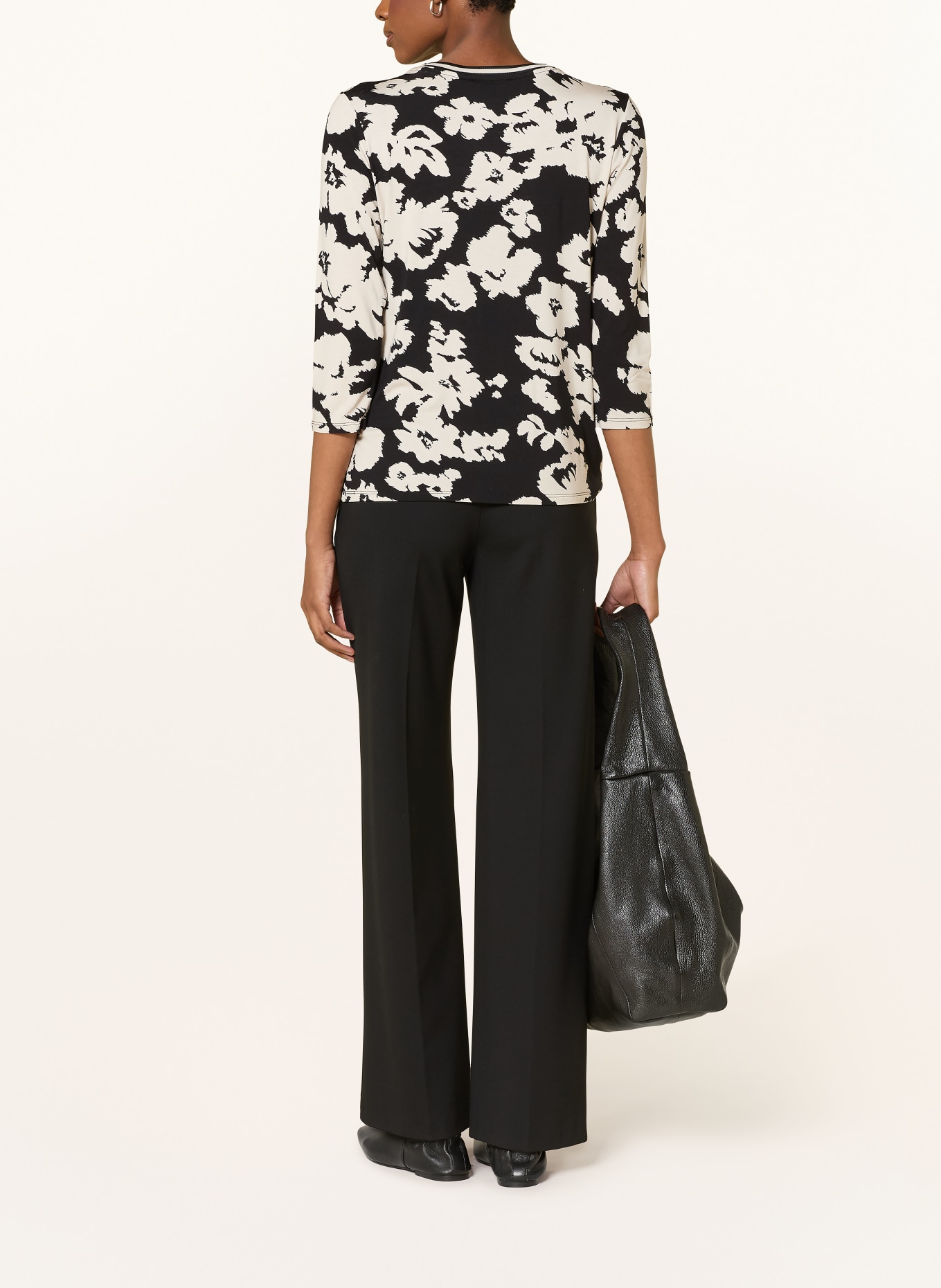 Betty Barclay Shirt mit 3/4-Arm und Schmucksteinen: SCHWARZ / CREME / DUNKELLILA