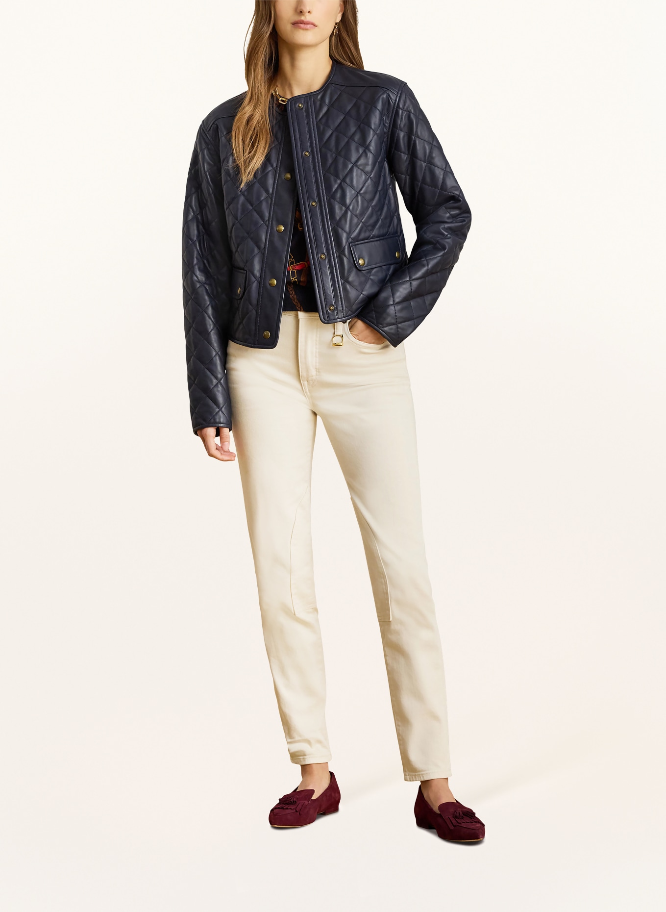 LAUREN RALPH LAUREN Lederjacke: DUNKELBLAU