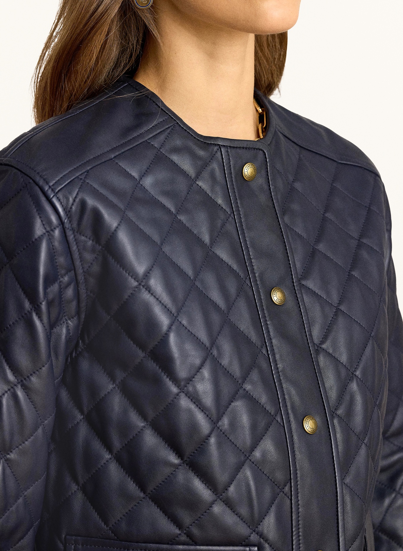 LAUREN RALPH LAUREN Lederjacke: DUNKELBLAU