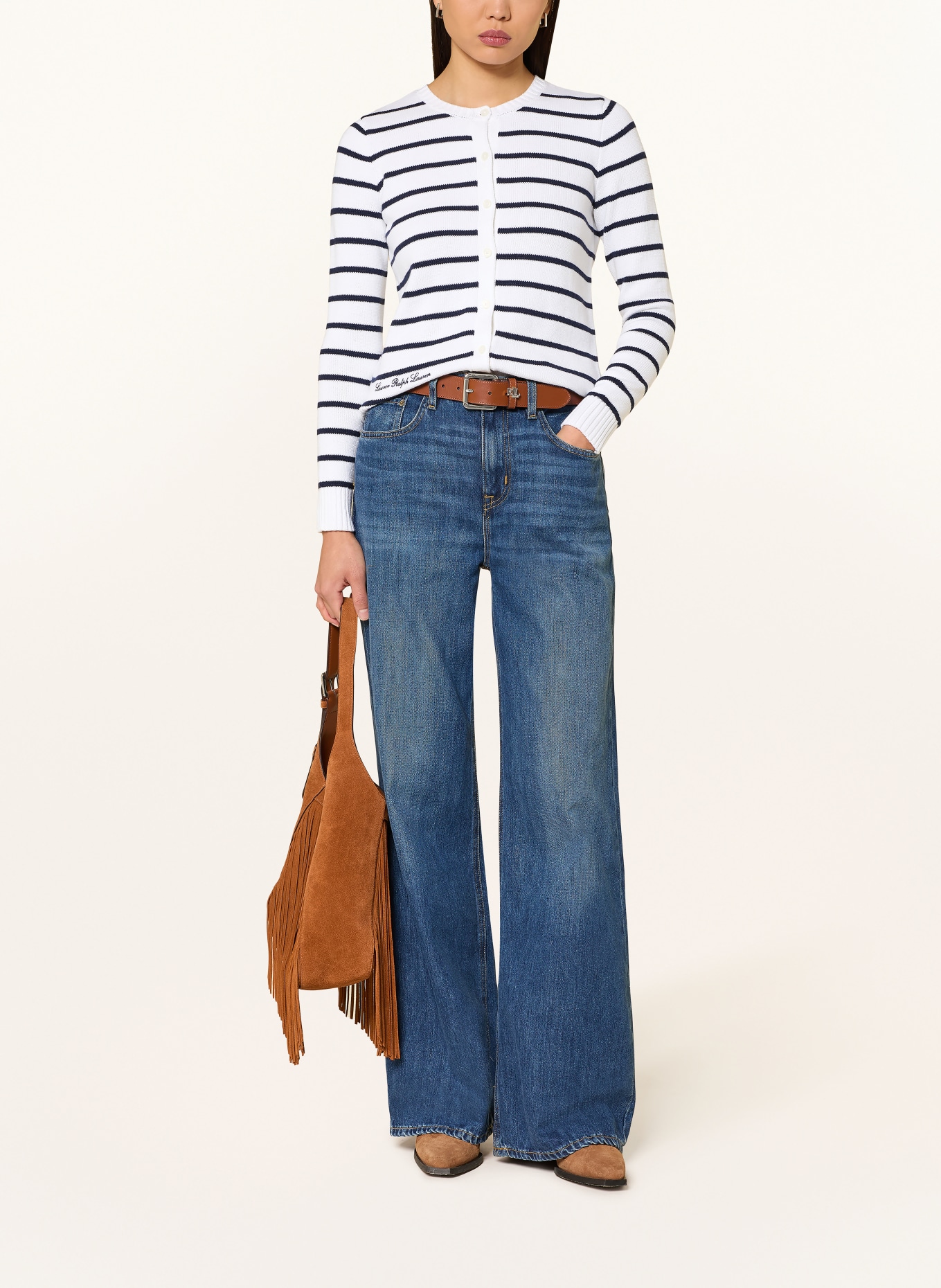 LAUREN RALPH LAUREN kardigan: BIAŁY / GRANATOWY