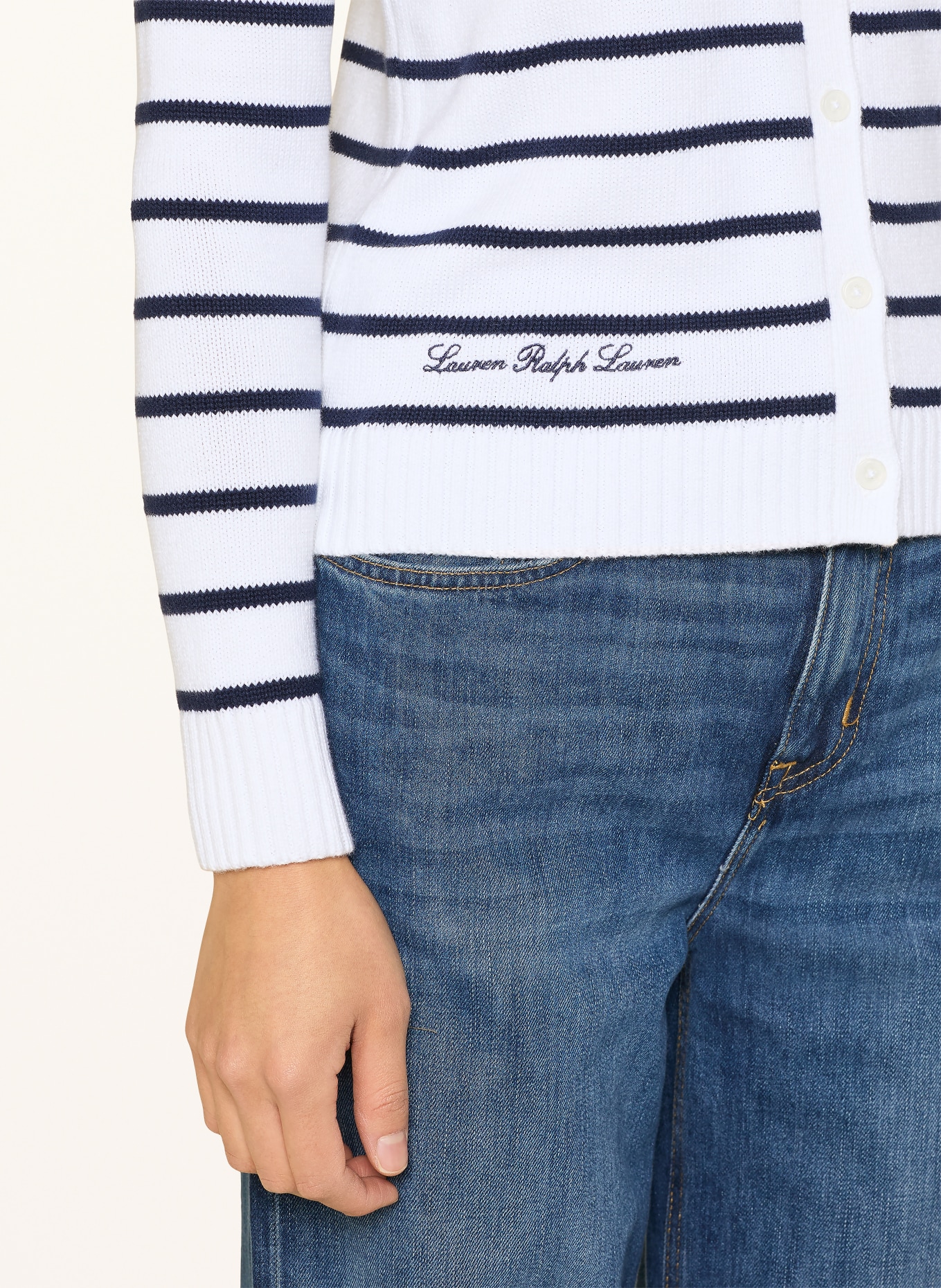 LAUREN RALPH LAUREN kardigan: BIAŁY / GRANATOWY