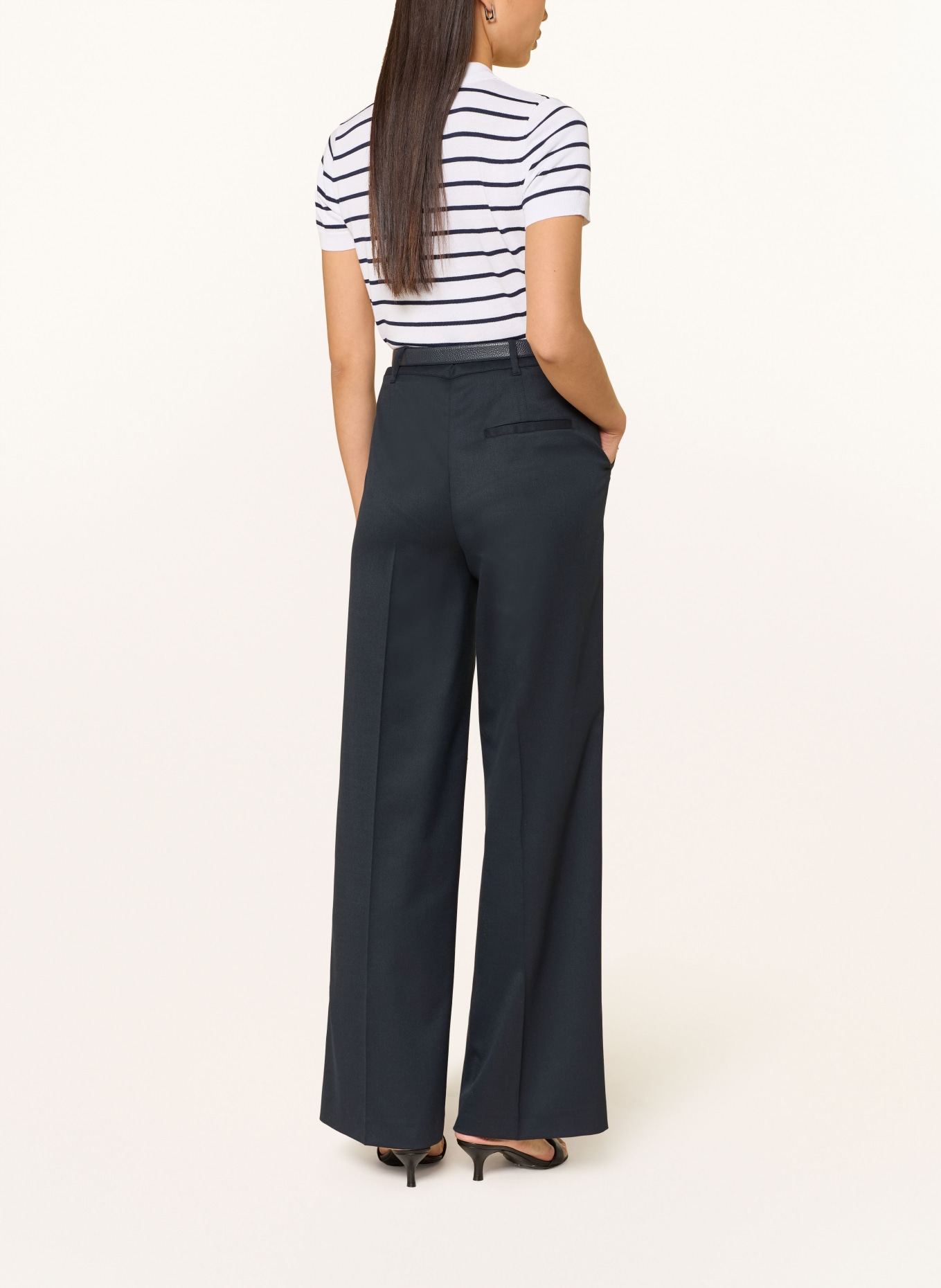 LAUREN RALPH LAUREN knitted polo shirt: WHITE / DARK BLUE