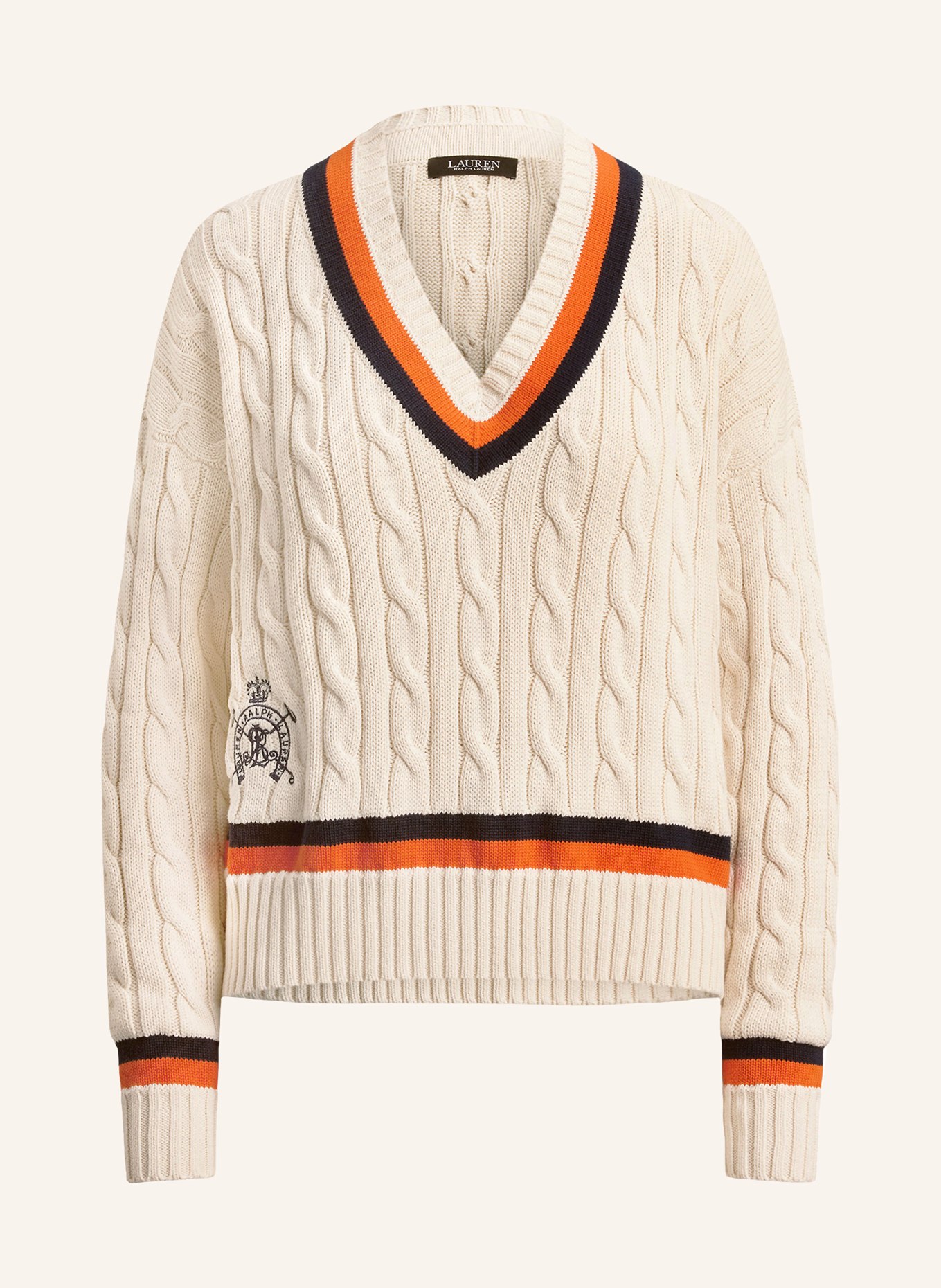 LAUREN RALPH LAUREN sweater: CREAM / ORANGE / DARK BLUE