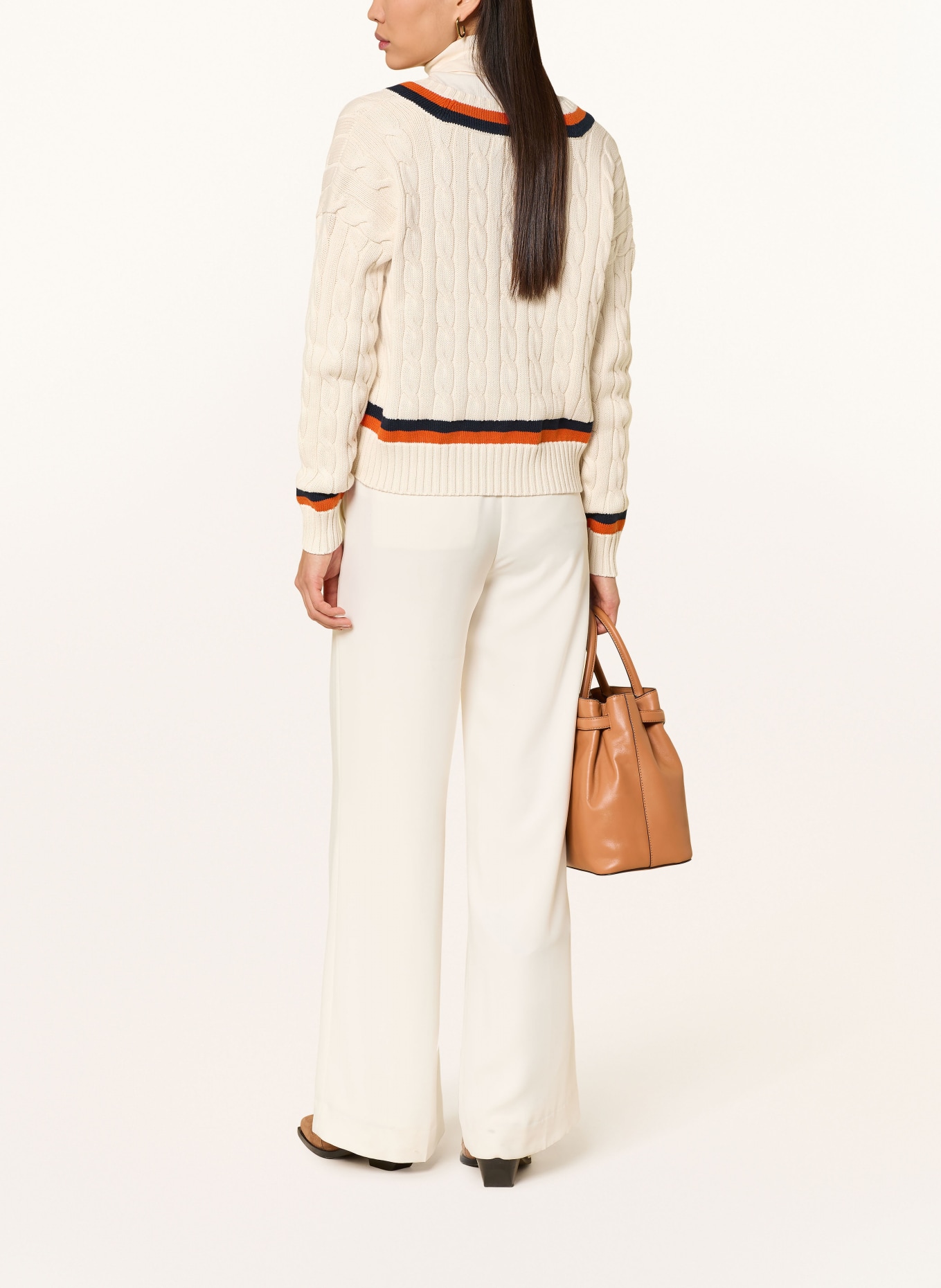 LAUREN RALPH LAUREN sweater: CREAM / ORANGE / DARK BLUE