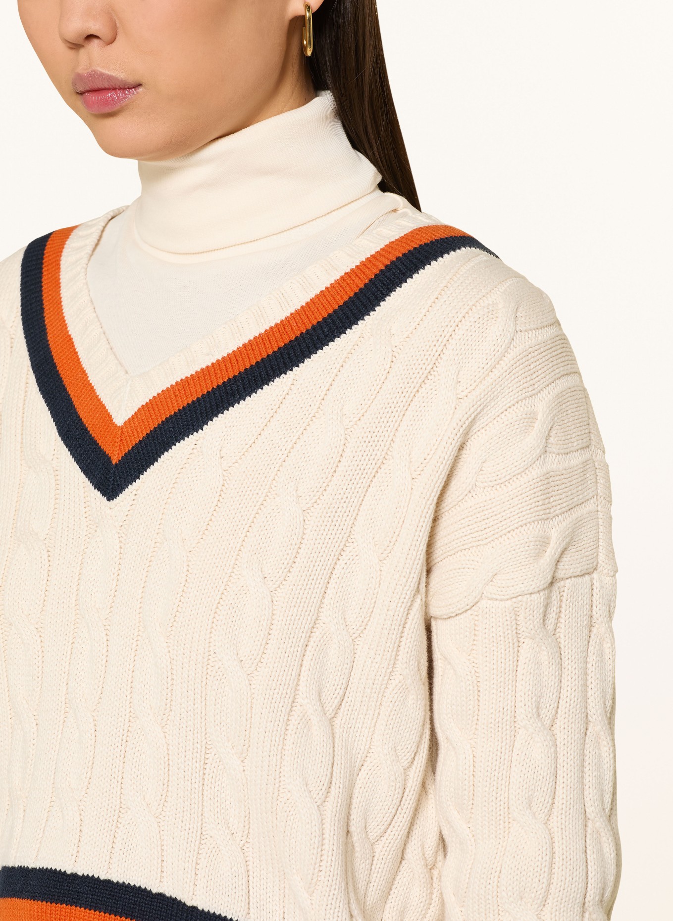 LAUREN RALPH LAUREN sweater: CREAM / ORANGE / DARK BLUE