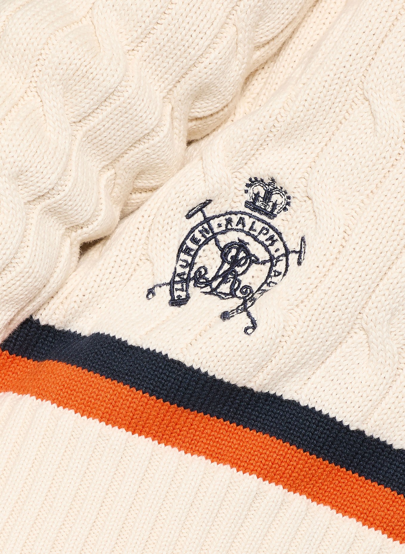 LAUREN RALPH LAUREN sweater: CREAM / ORANGE / DARK BLUE