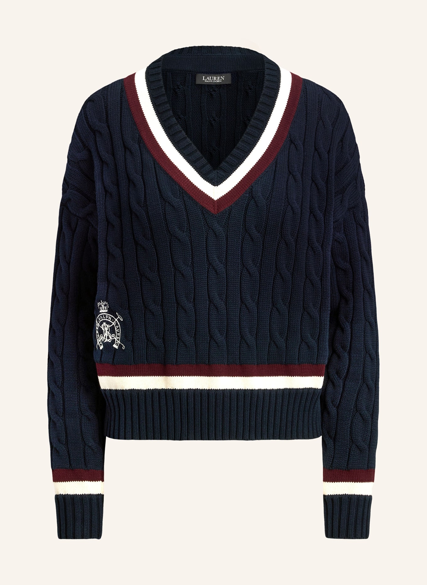 LAUREN RALPH LAUREN sweater: DARK BLUE / CREAM / DARK RED