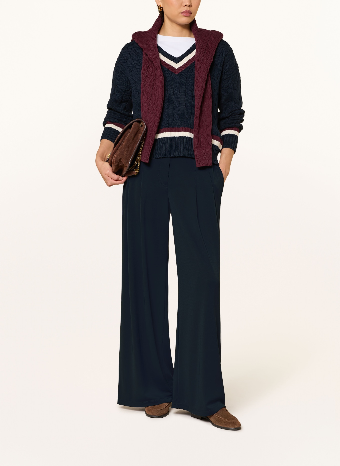 LAUREN RALPH LAUREN sweater: DARK BLUE / CREAM / DARK RED