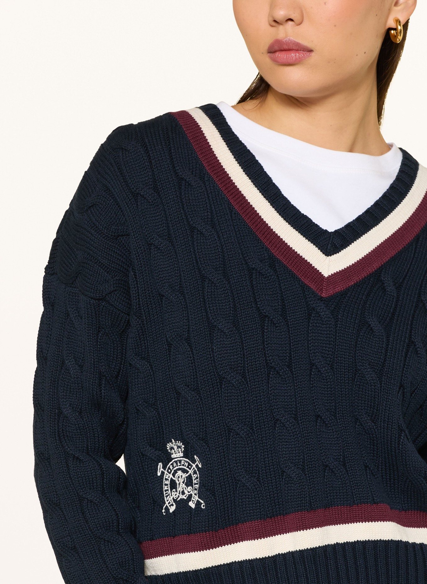 LAUREN RALPH LAUREN sweater: DARK BLUE / CREAM / DARK RED