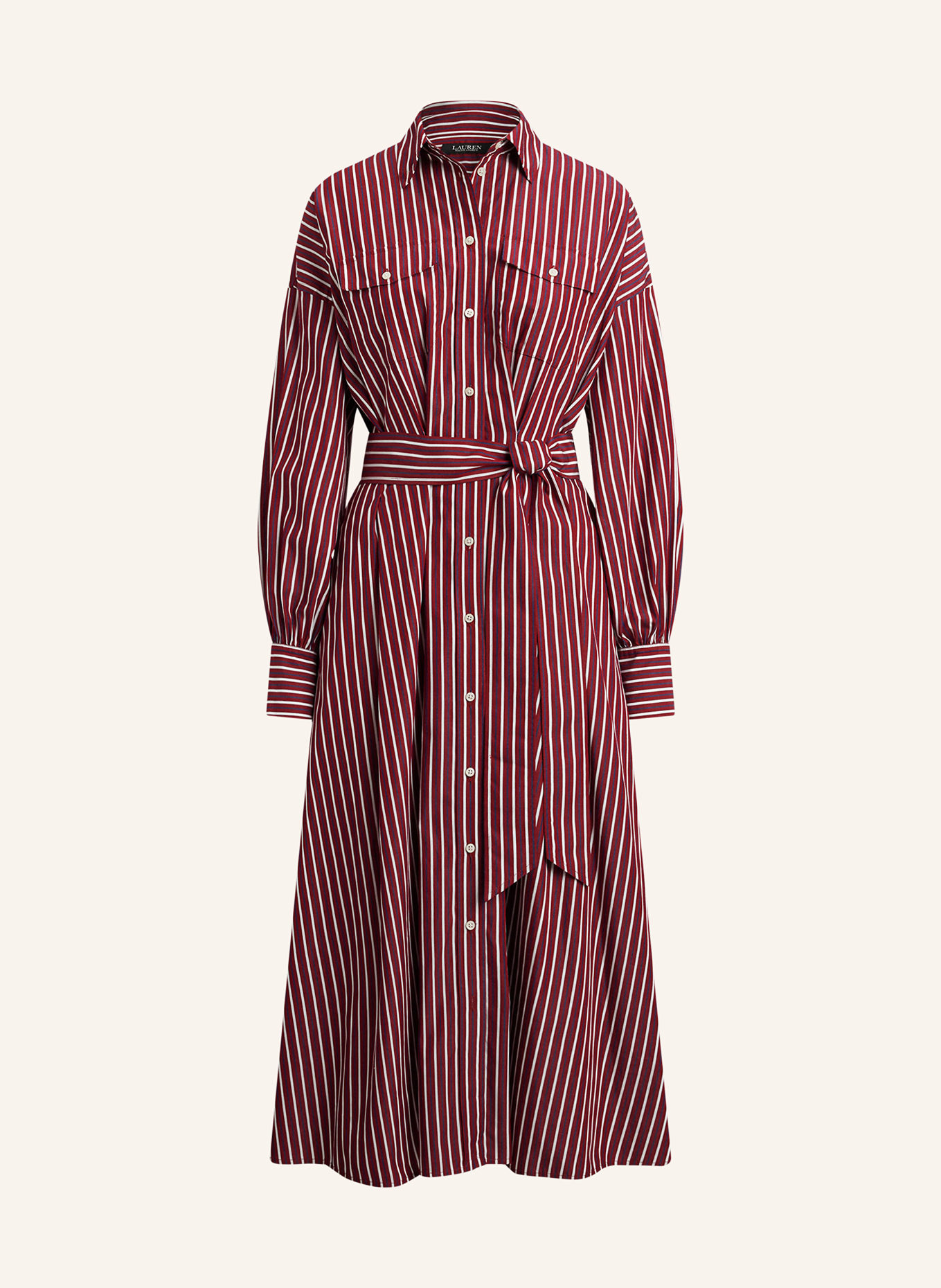 LAUREN RALPH LAUREN shirt dress: DARK RED / DARK BLUE / WHITE