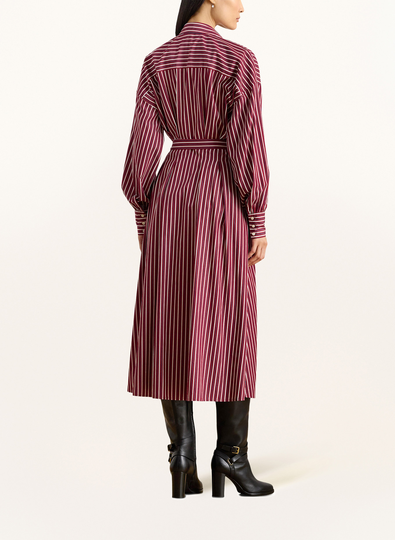 LAUREN RALPH LAUREN shirt dress: DARK RED / DARK BLUE / WHITE