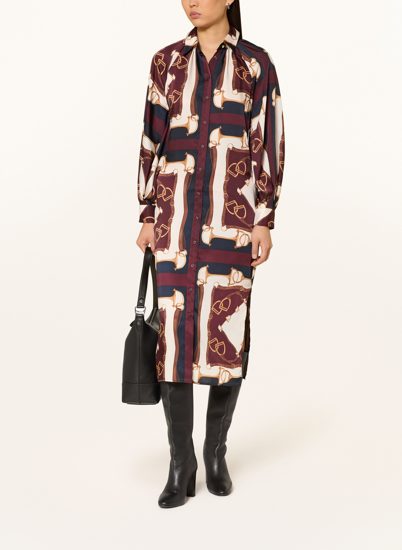 LAUREN RALPH LAUREN Sukienka koszulowa: CIEMNOCZERWONY / KREMOWY / GRANATOWY