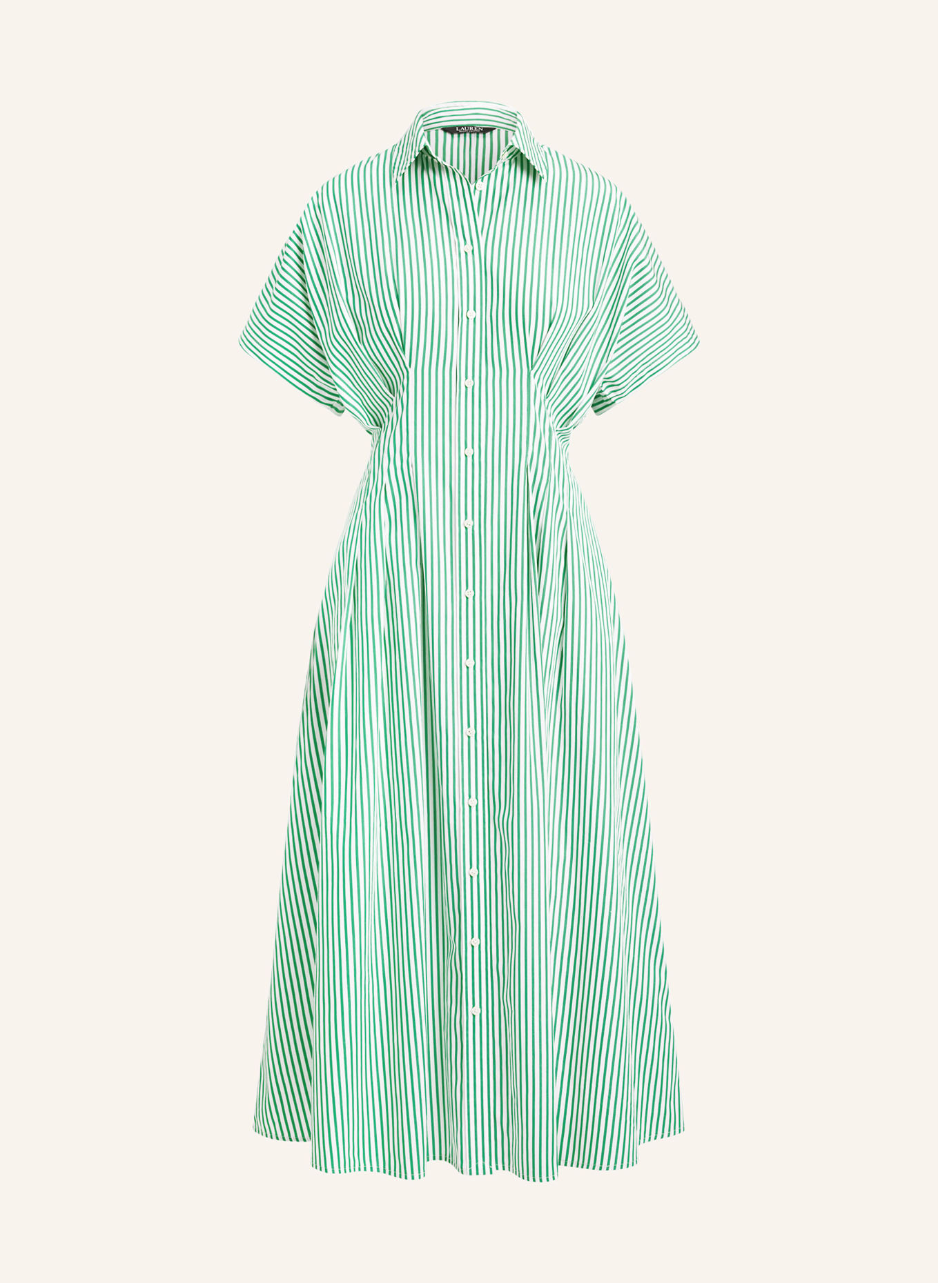LAUREN RALPH LAUREN Košilové šaty: ZELENÁ / BÍLÁ