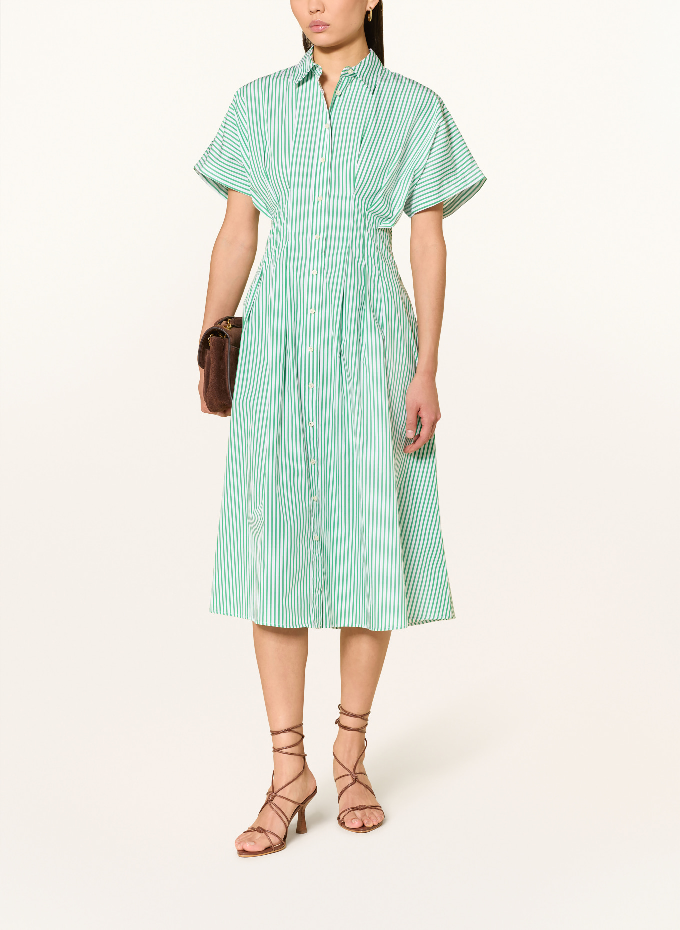 LAUREN RALPH LAUREN Košilové šaty: ZELENÁ / BÍLÁ