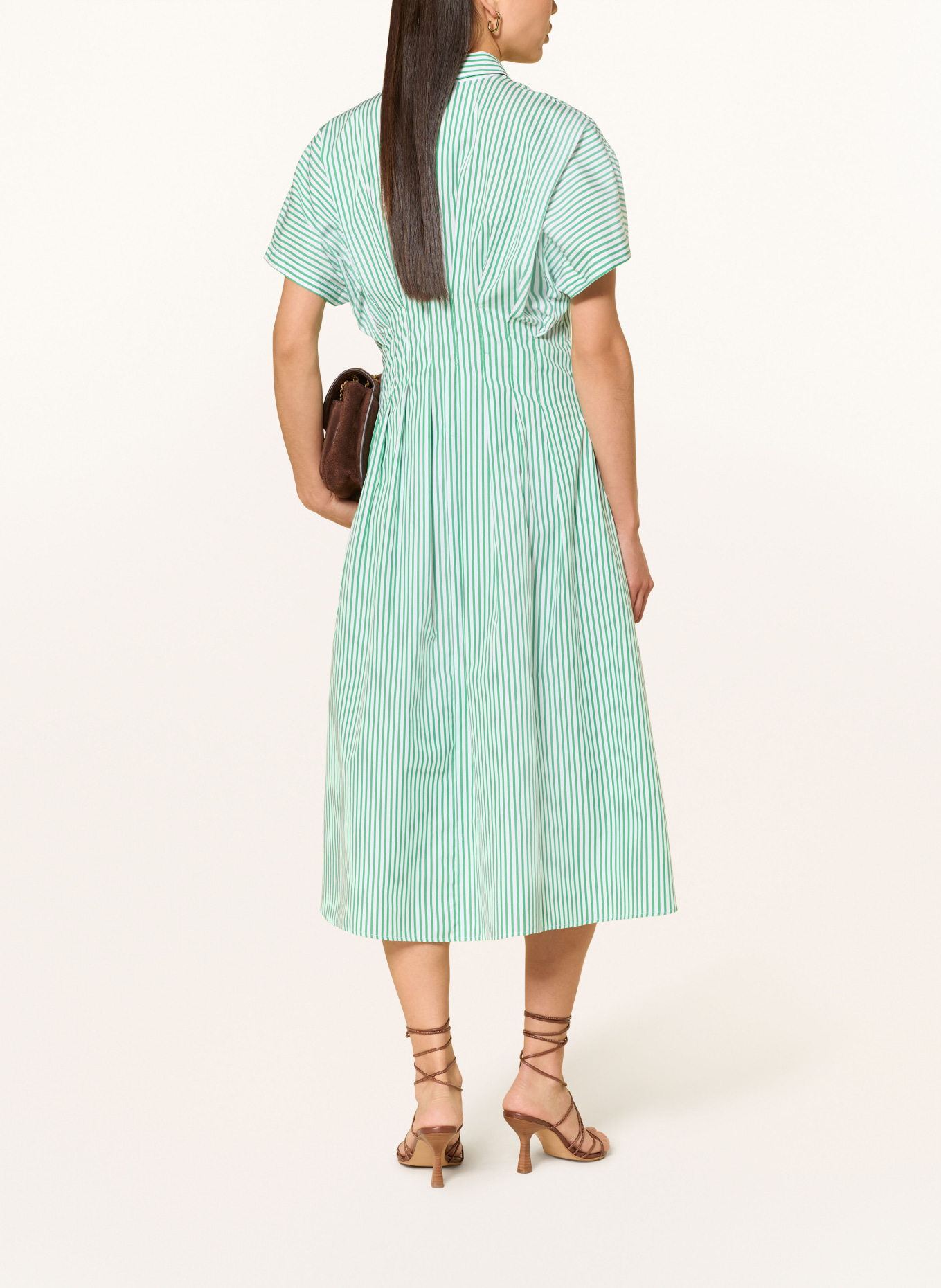 LAUREN RALPH LAUREN Košilové šaty: ZELENÁ / BÍLÁ