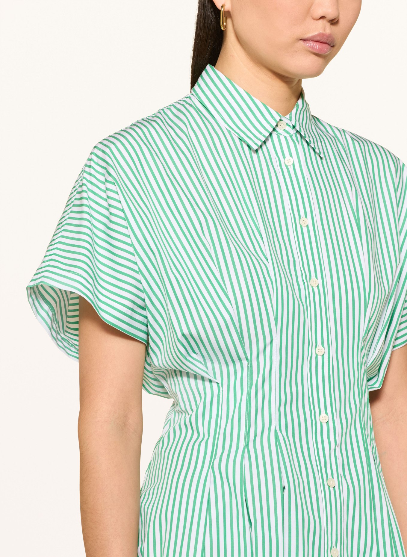 LAUREN RALPH LAUREN Košilové šaty: ZELENÁ / BÍLÁ