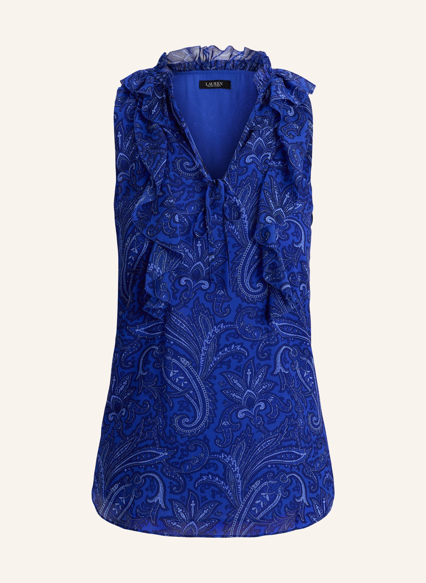 LAUREN RALPH LAUREN Blůza s volány: MODRÁ / TMAVĚ MODRÁ / TMAVĚ MODRÁ