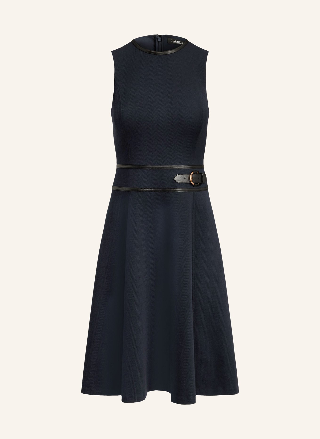 LAUREN RALPH LAUREN Strickkleid: DUNKELBLAU / SCHWARZ